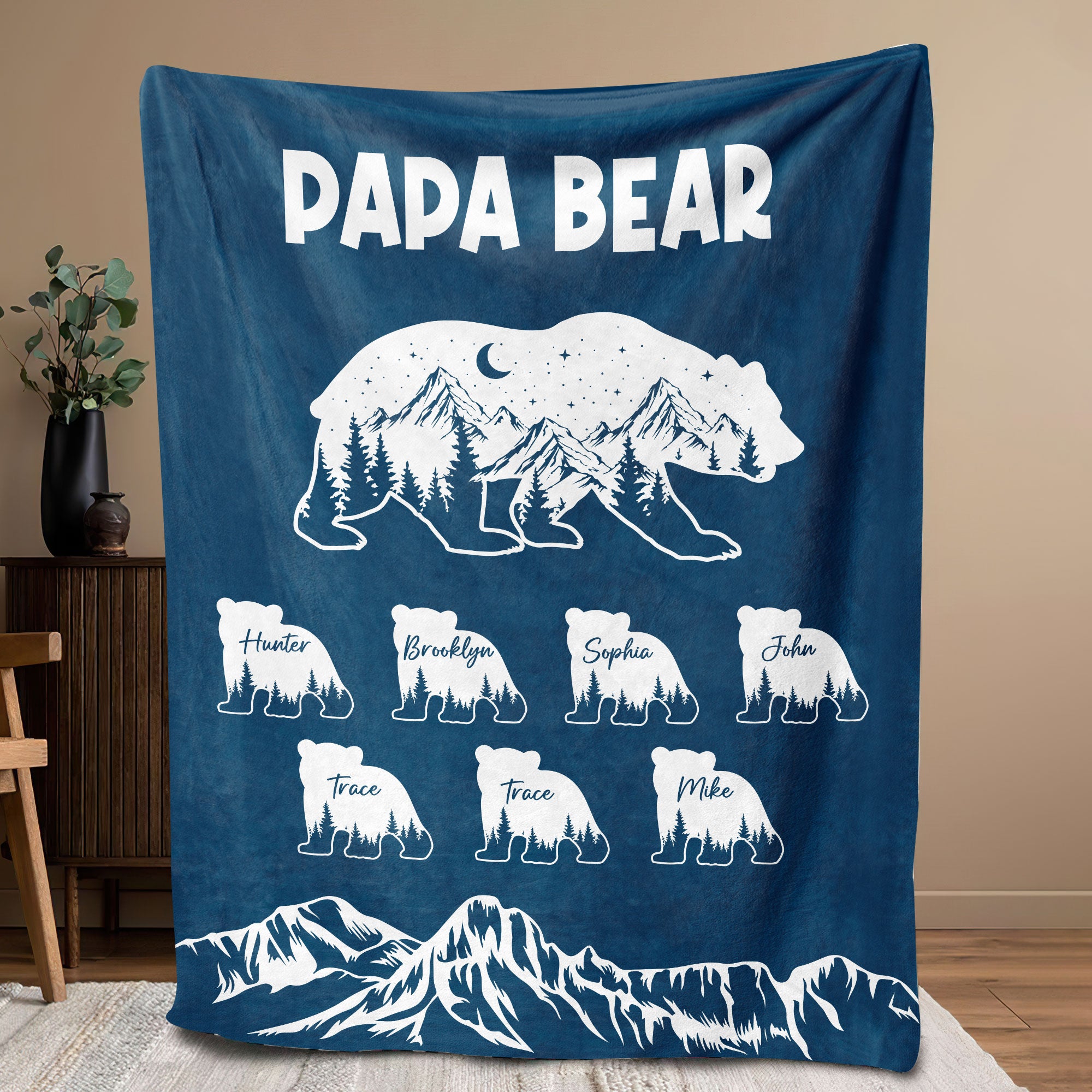 Petmytshirt Papa Bear Blanket Dad Blanket Custom Kid's 