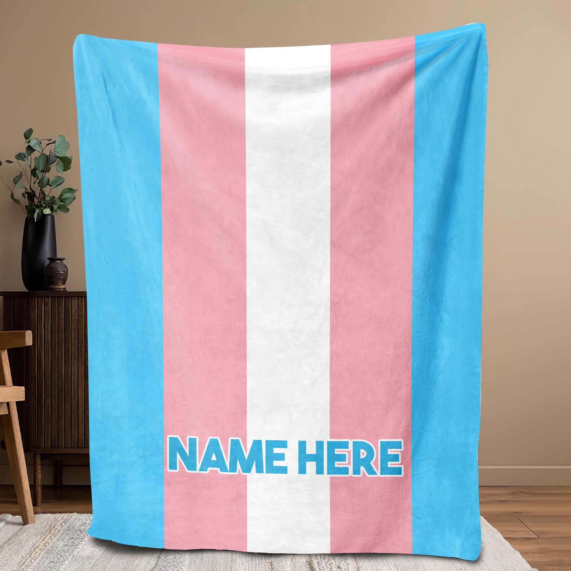 Petmytshirt LGBTQ Blanket Rainbow Blanket Custom Name LGBT Gift for Her Him Son Daughter