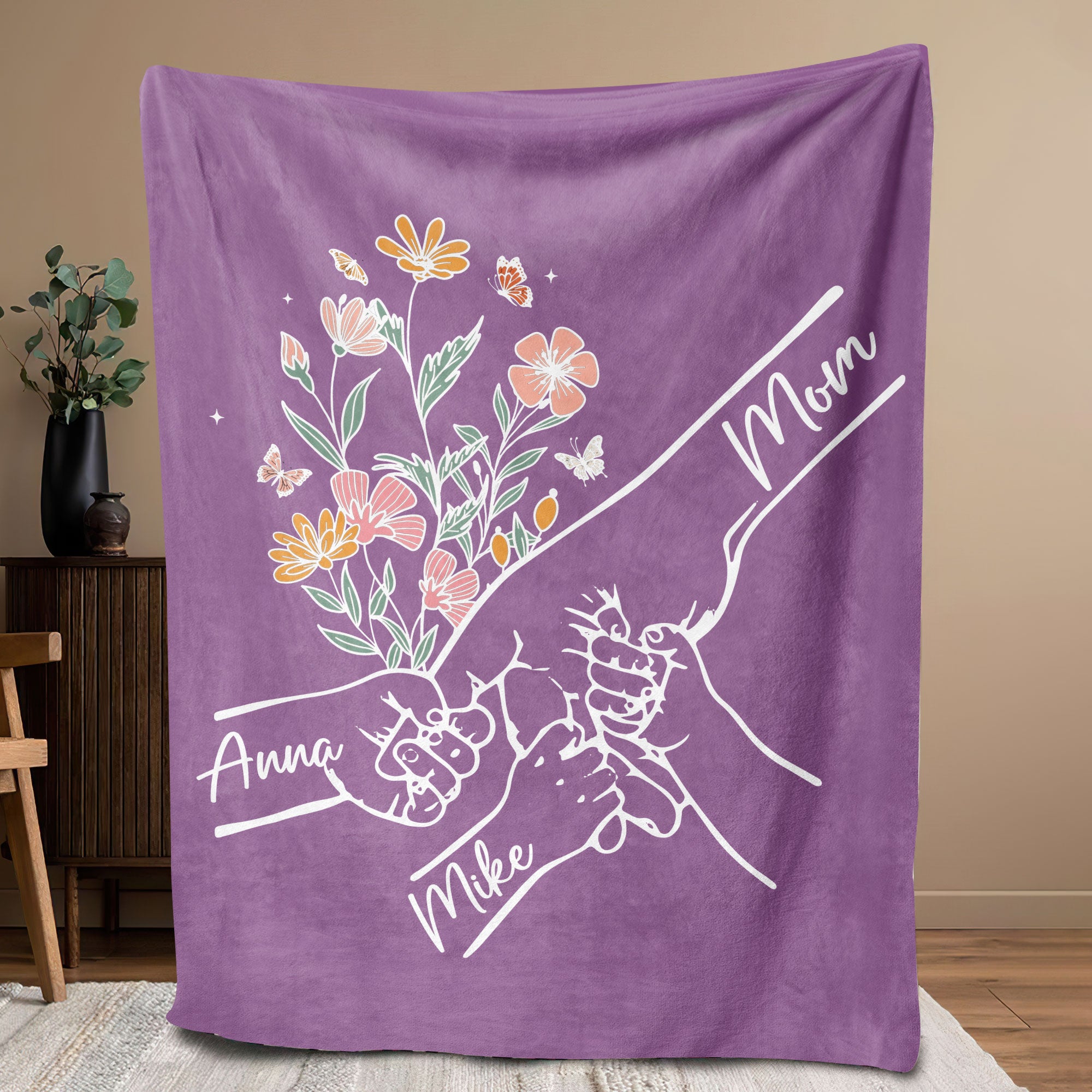 Petmytshirt Mom Blanket Holding Mom's Hand Blanket Custom 