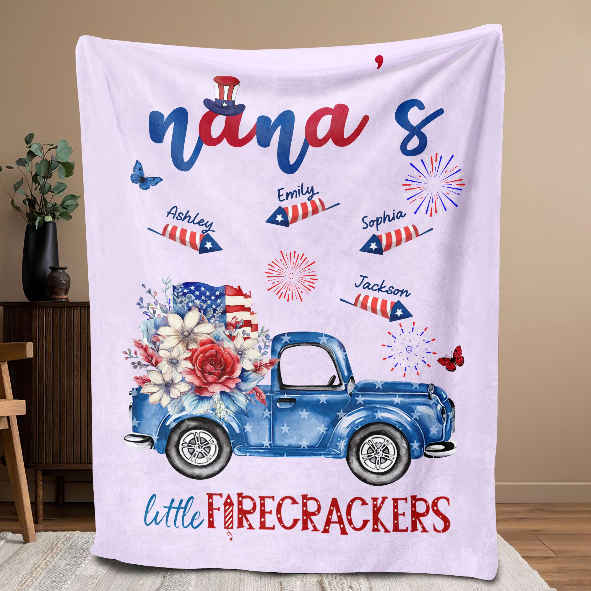 Petmytshirt Mom Blanket Grandma's Little Firecracker Blanket Custom Wife