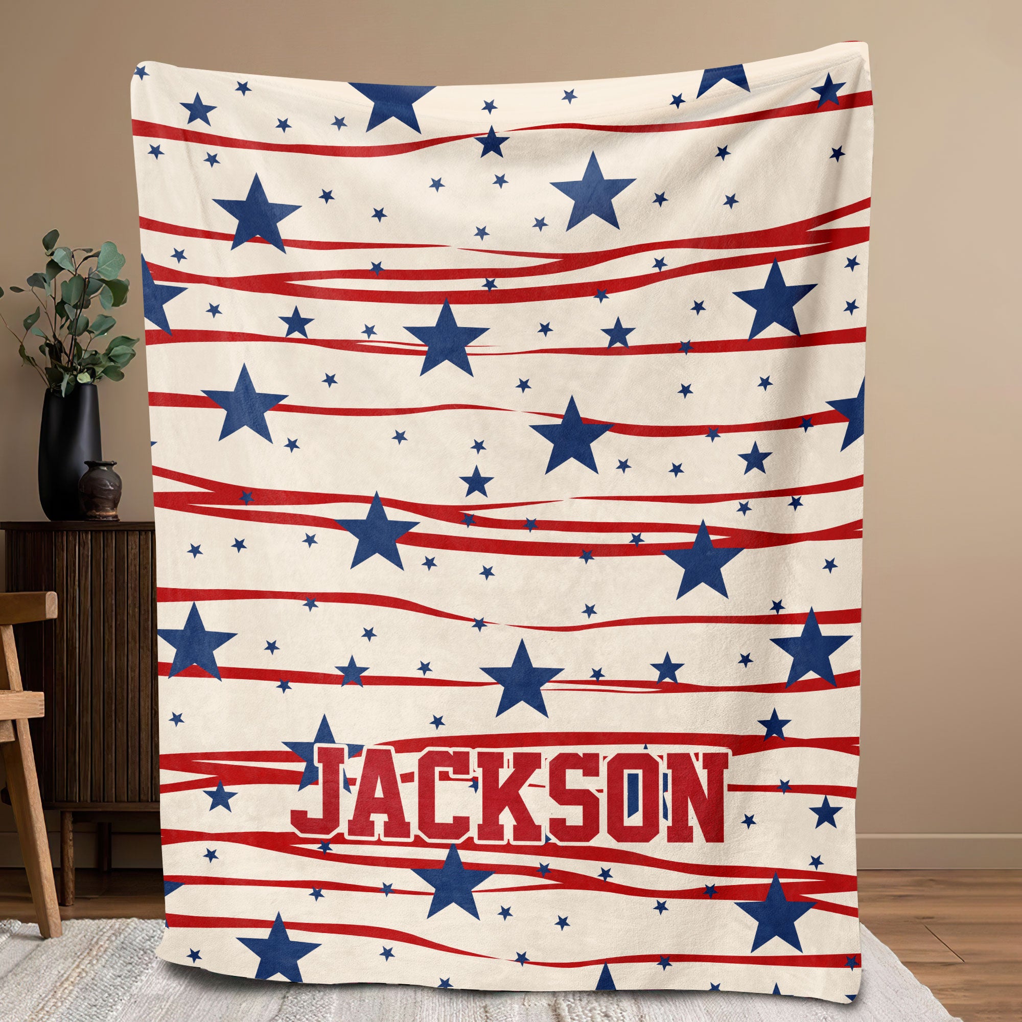 Petmytshirt 4th Of July Blanket Custom Name Soft Cozy Sherpa Fleece Throw Blanket