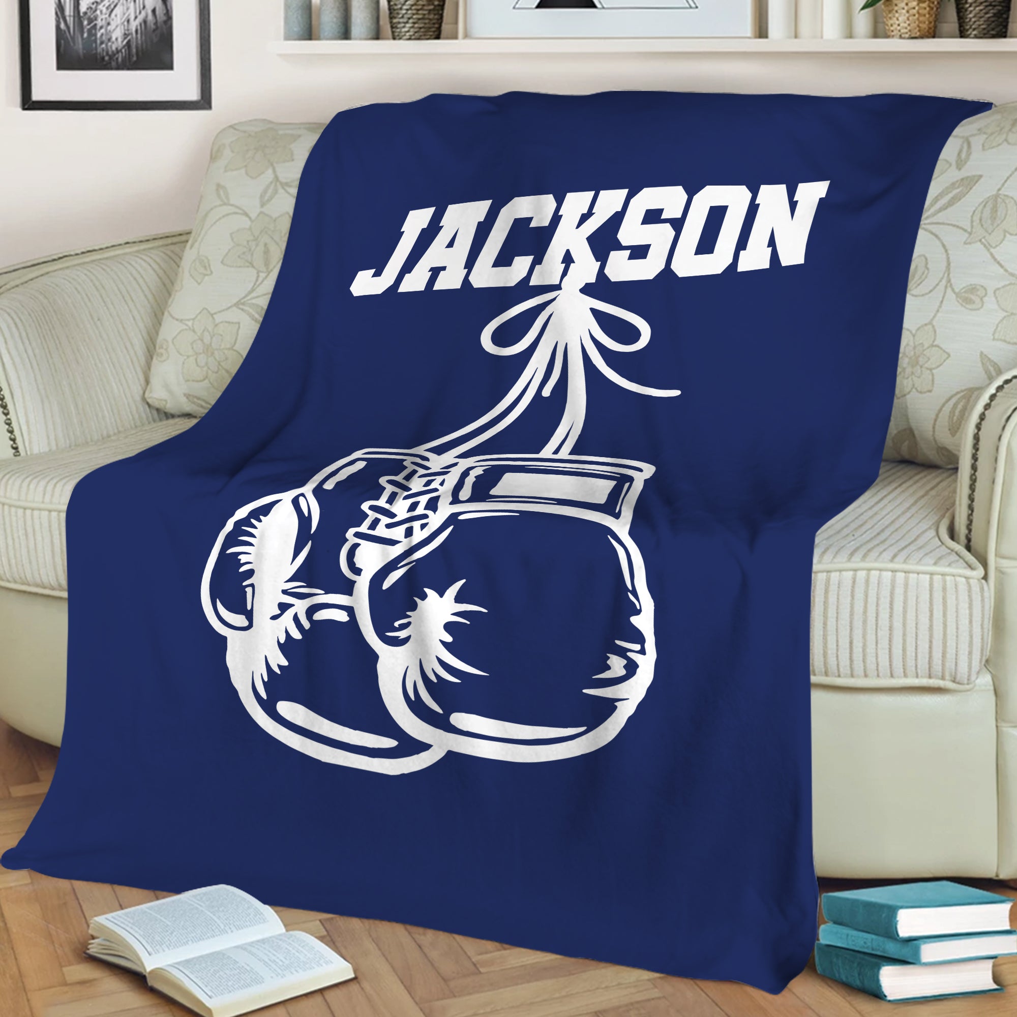 Petmytshirt Boxing Blanket Custom Name Soft Cozy Sherpa Fleece Throw Blankets