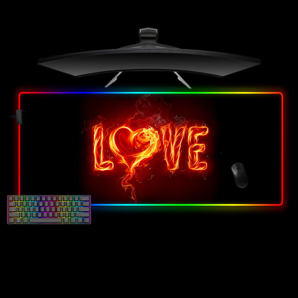 Allleftout Fiery Love Design M-Xxl Size Rgb Gaming Mouse Pad, Computer Desk Mat