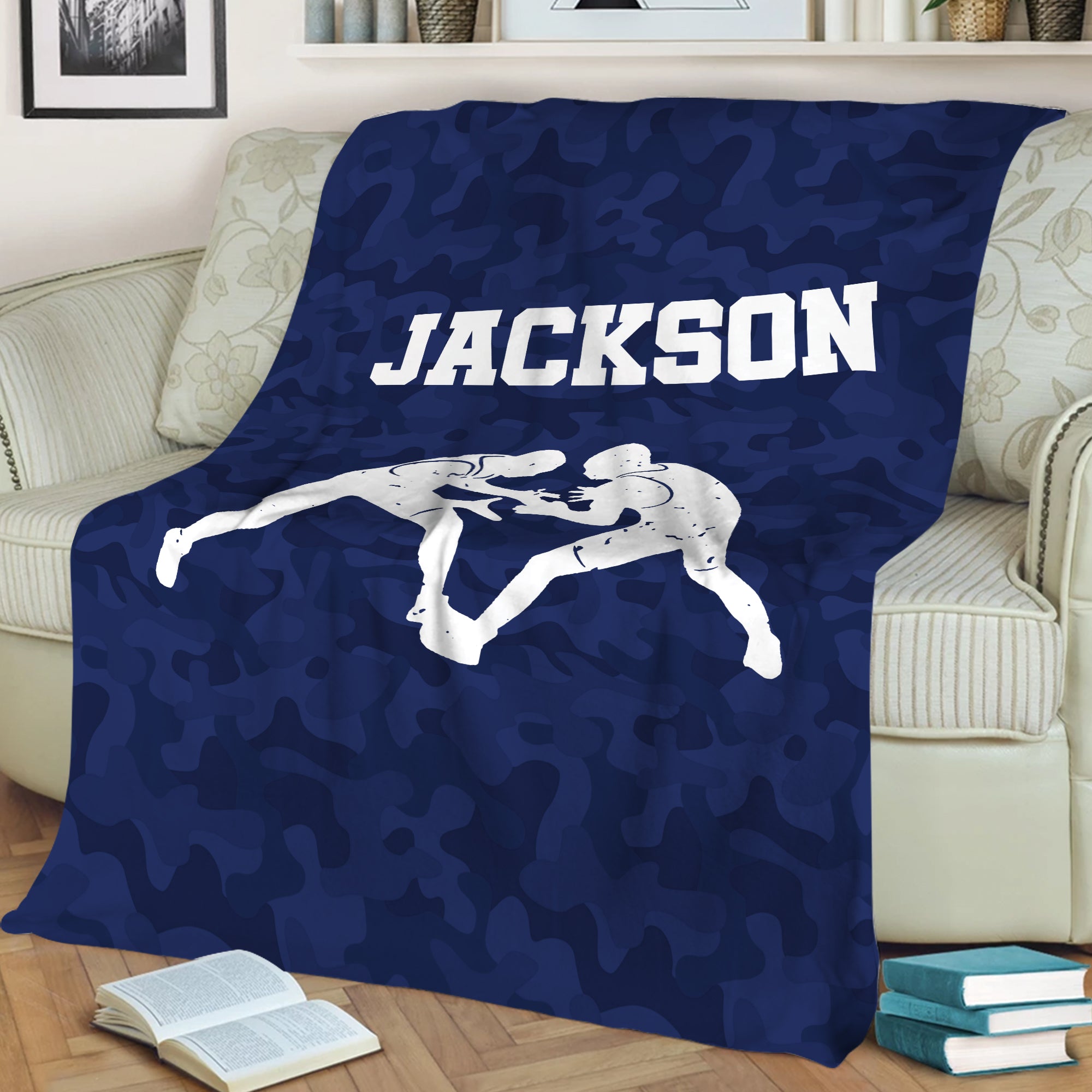 Petmytshirt Wrestling Blanket Camo Blanket Custom Name Soft Cozy Sherpa Fleece Throw Blankets