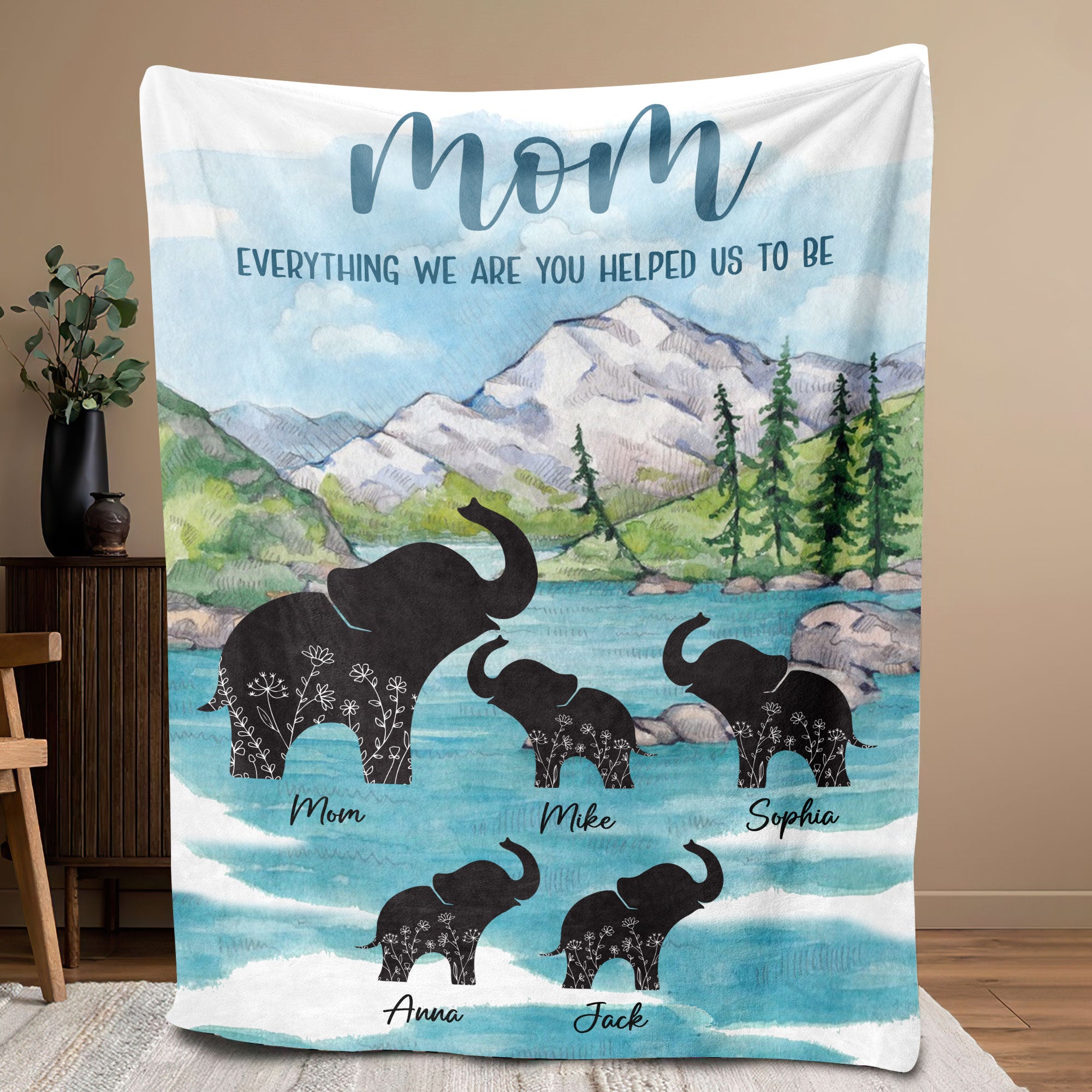 Petmytshirt Mom Blanket Mom Elephant Blanket Custom 