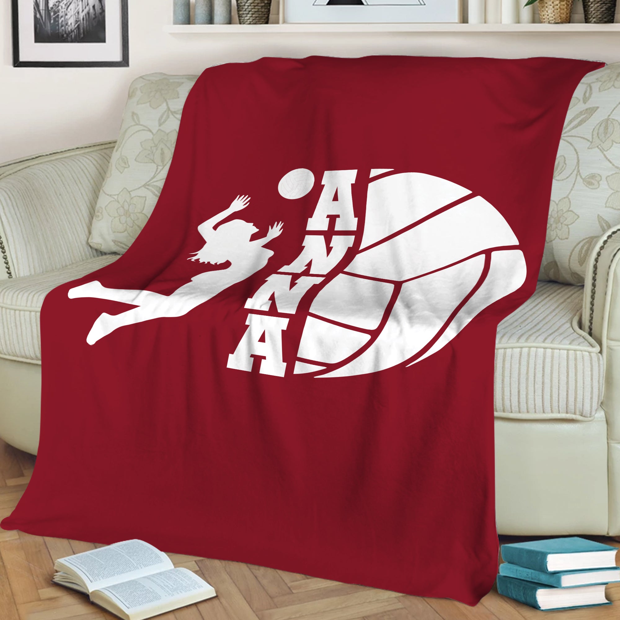 Petmytshirt Volleyball Blanket Custom Name Soft Cozy Sherpa Fleece Throw Blankets
