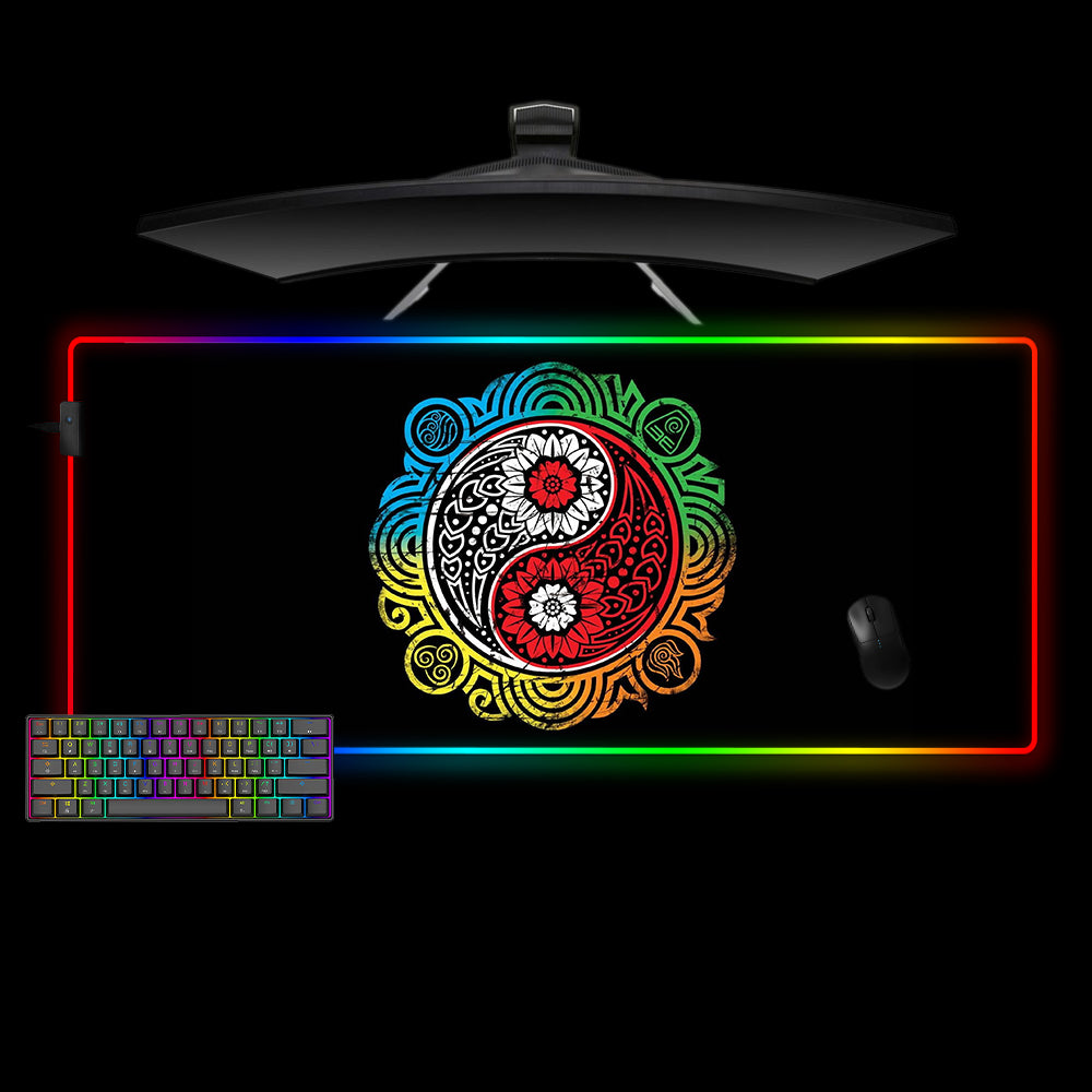 Allleftout Floral Yin Yang Design M-Xxl Size Rgb Gaming Mouse Pad, Computer Desk Mat