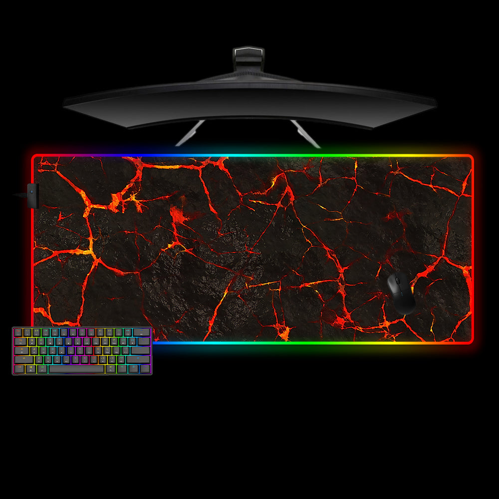 Allleftout Lava Cracks Design M-Xxl Size Rgb Gaming Mouse Pad, Computer Desk Mat