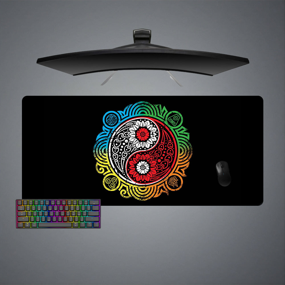 Allleftout Floral Yin Yang Design M-Xxl Size Gaming Mouse Pad, Computer Desk Mat