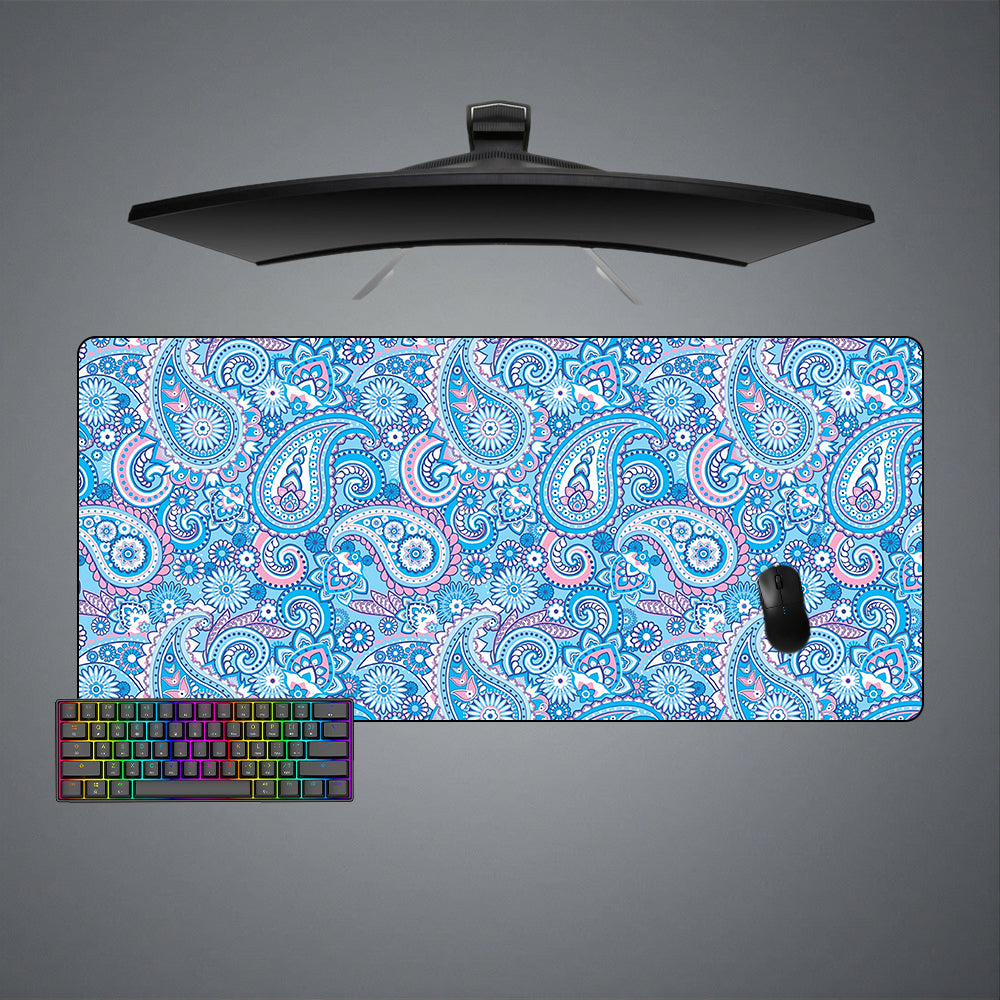Allleftout Blue And Pink Floral Design M-Xxl Size Gaming Mouse Pad, Computer Desk Mat