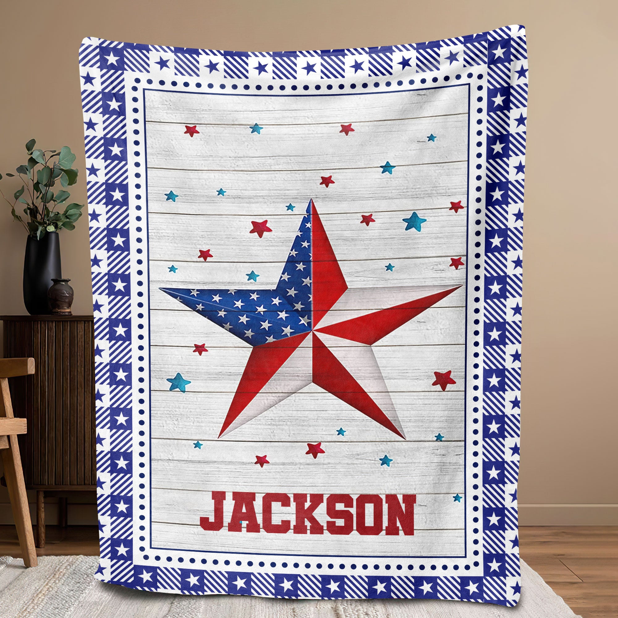 Petmytshirt Heart 4th Of July Custom Name Soft Cozy Sherpa Fleece Throw Blanket