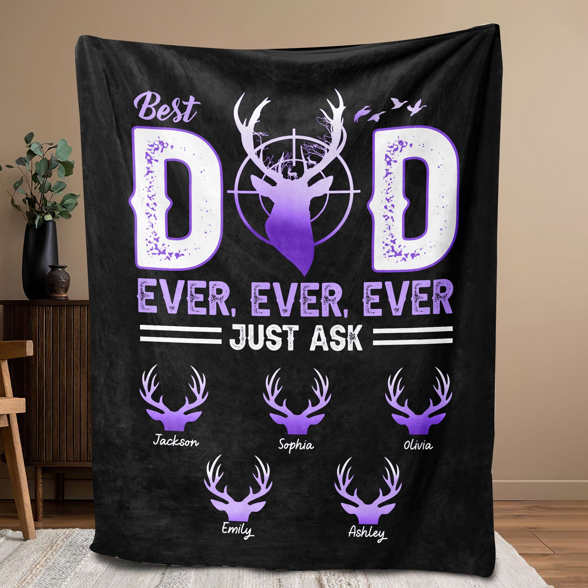 Petmytshirt Hunting Dad Blanket Best Dad Ever Blanket Custom Soft Cozy Sherpa Fleece Throw Blanket