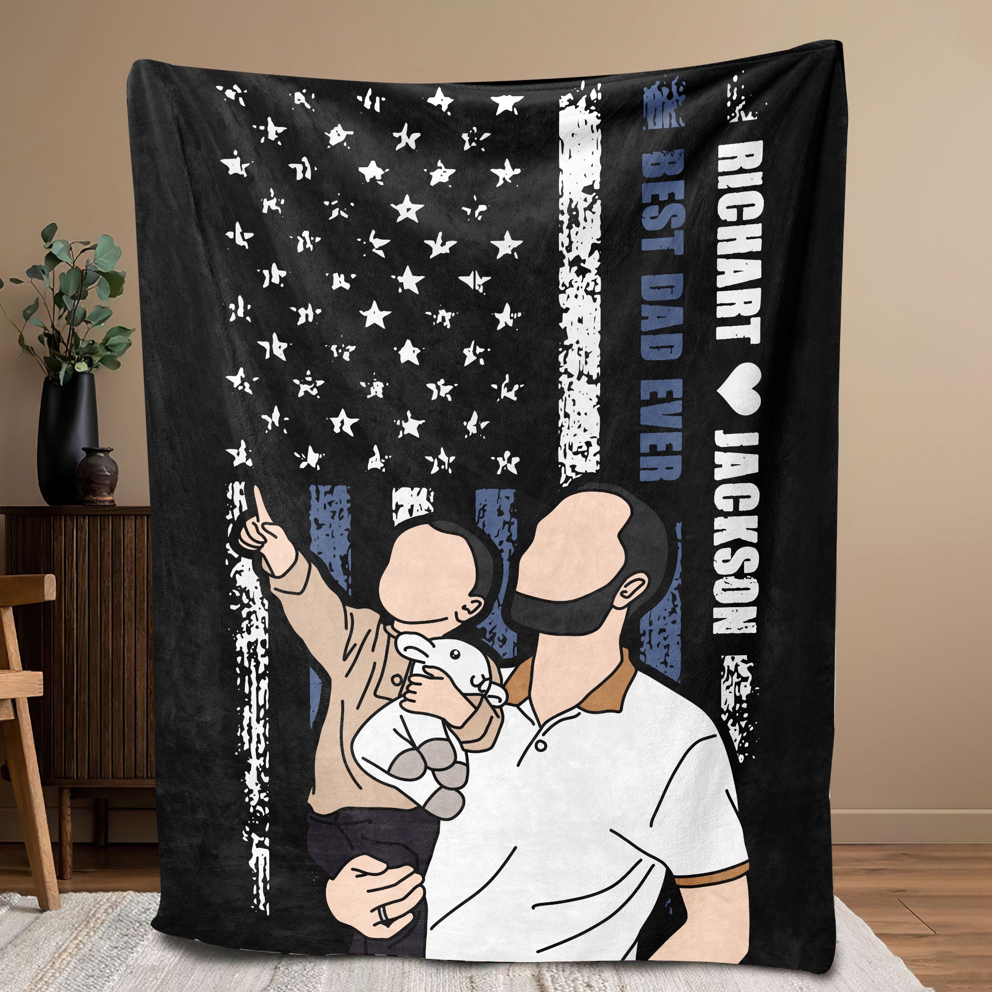 Petmytshirt Dad Blanket Photo Blanket Custom Dad Portrait Soft Cozy Sherpa Fleece Throw Blanket