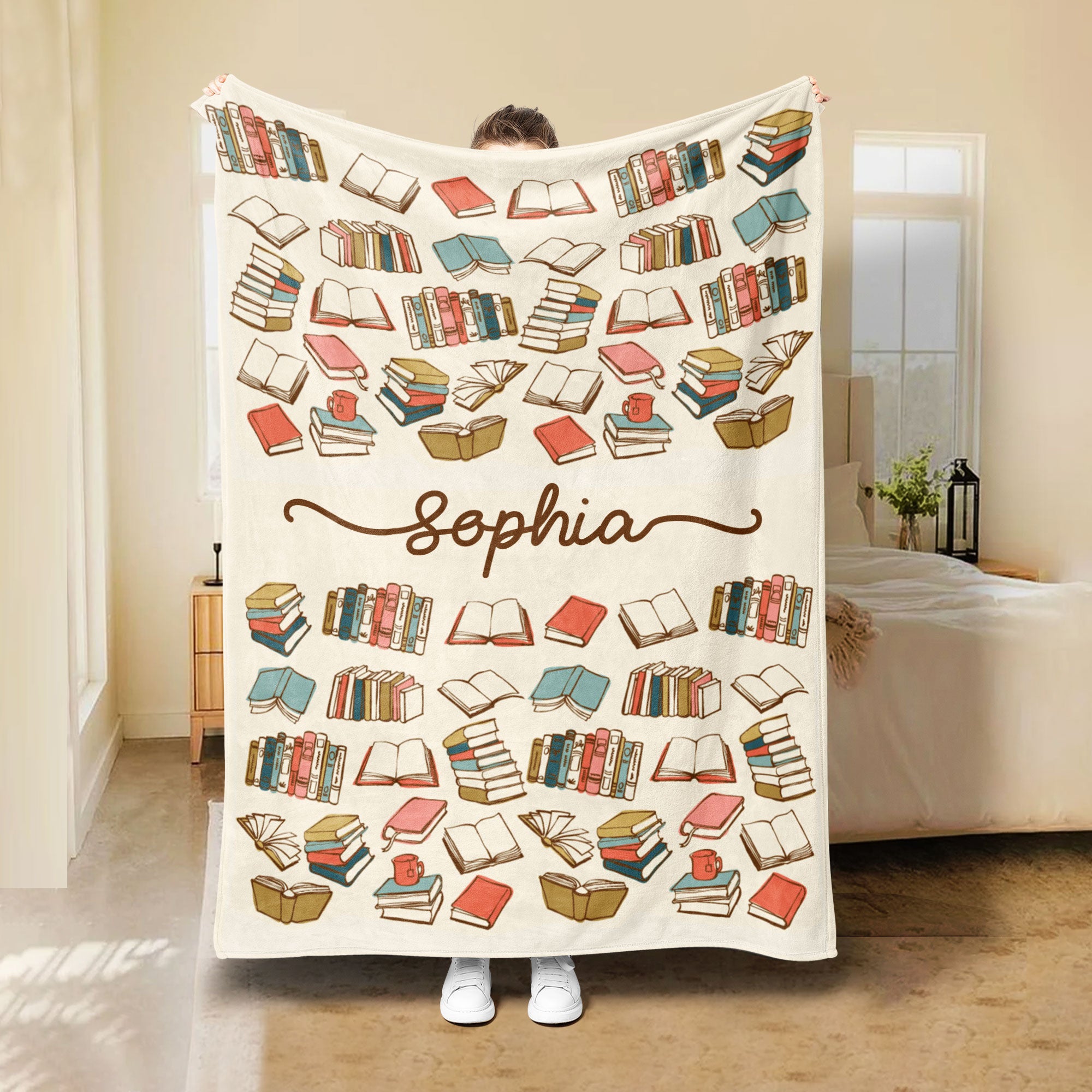 Petmytshirt Book Blanket Vintage Books Blanket Custom Name Gift For Reading Lover Bookworm Nerd
