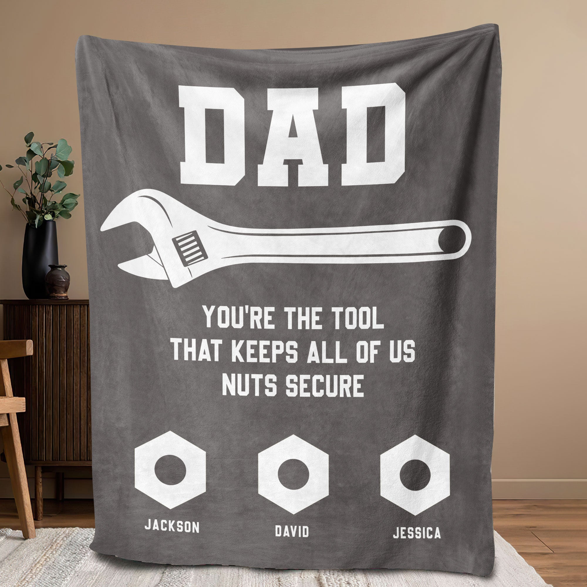 Petmytshirt Dad Blanket Funny Dad Tools Blanket Custom Names Soft Cozy Sherpa Fleece Throw Blanket