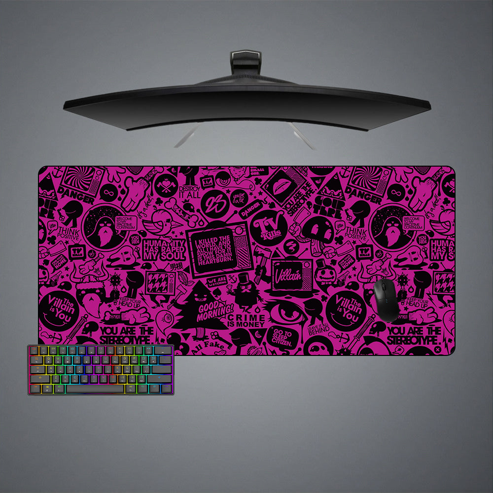 Allleftout Pink And Black Logos Design M-Xxl Size Gaming Mouse Pad, Computer Desk Mat