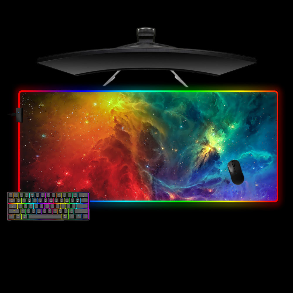 Allleftout Colorful Galaxy Design M-Xxl Size Rgb Gaming Mouse Pad, Computer Desk Mat