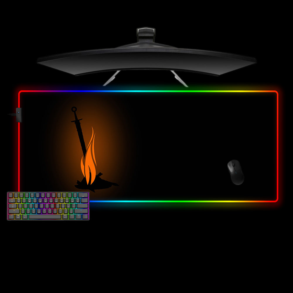Allleftout Bonfire Logo Design M-Xxl Size Rgb Gaming Mouse Pad, Computer Desk Mat