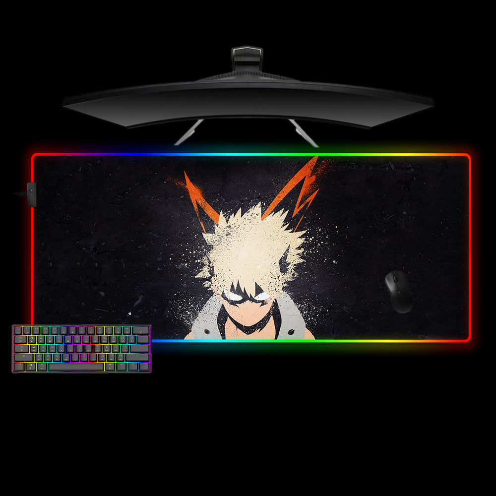 Allleftout Katsuki Bakugo Paint Design M-Xxl Size Rgb Gaming Mouse Pad, Computer Desk Mat