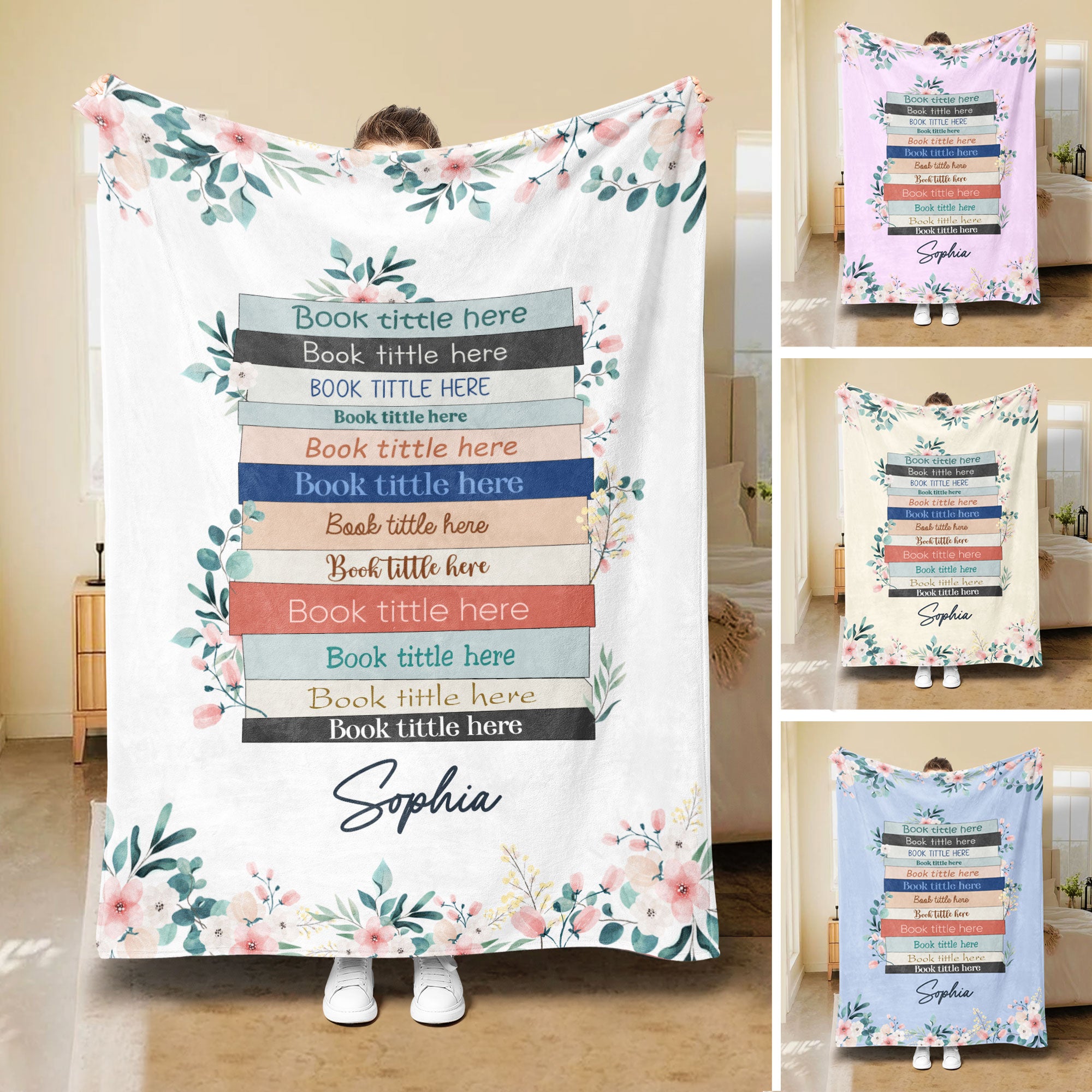 Petmytshirt Book Blanket Custom Favorite Books Gift for Book Lover Bookworm Nerd Librarian
