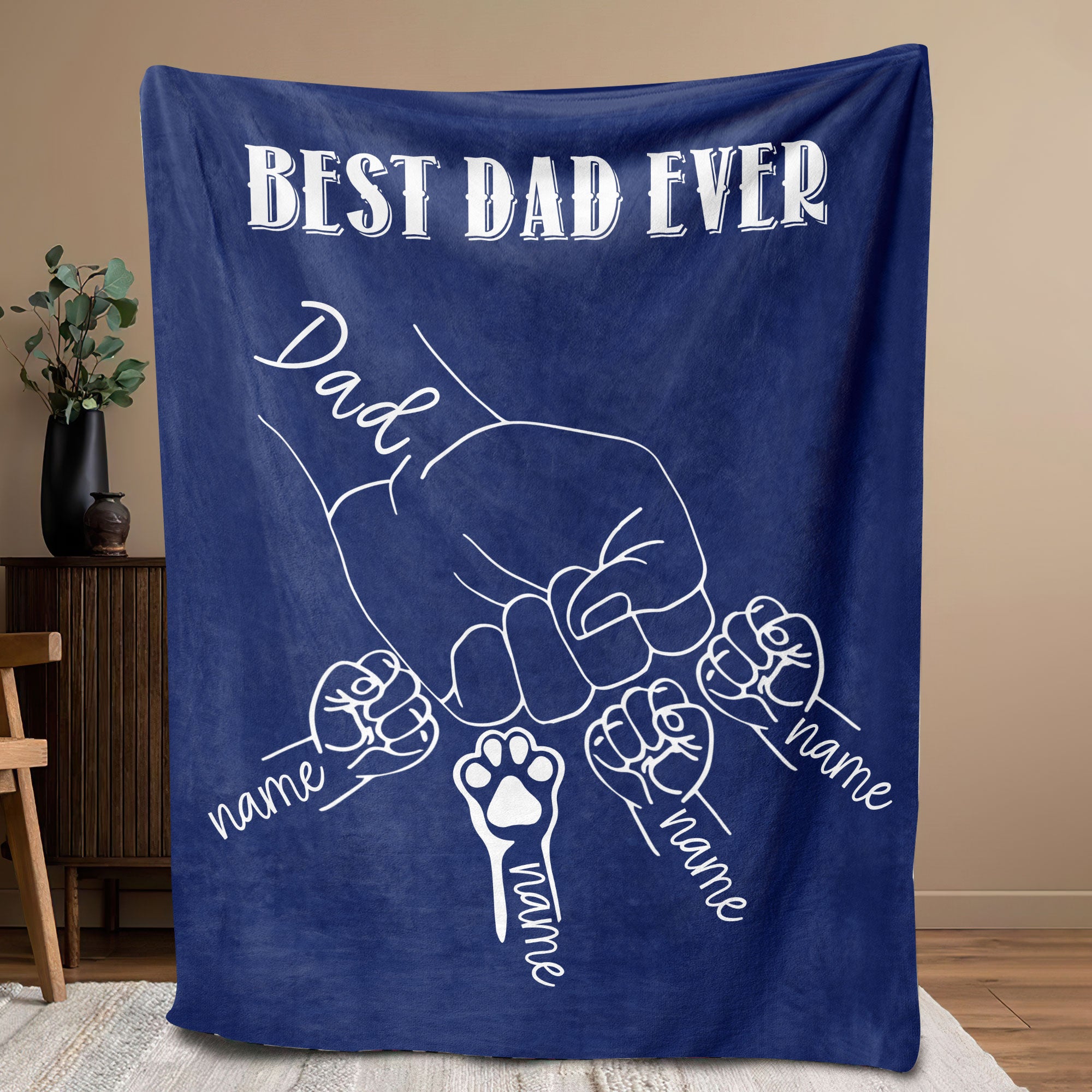 Petmytshirt Dad Blanket Dad And Child Fist Bump Blanket Custom Soft Cozy Sherpa Fleece Throw Blankets