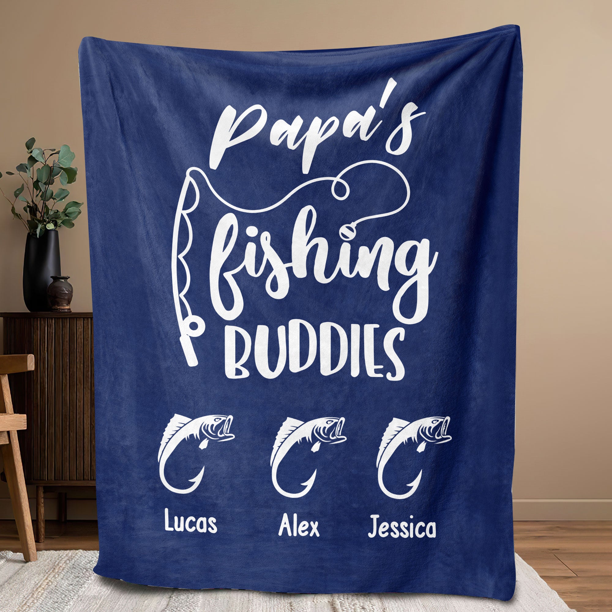 Petmytshirt Fishing Dad Blanket Fishing Buddies Blanket Custom Soft Cozy Sherpa Fleece Throw Blanket Grandpa
