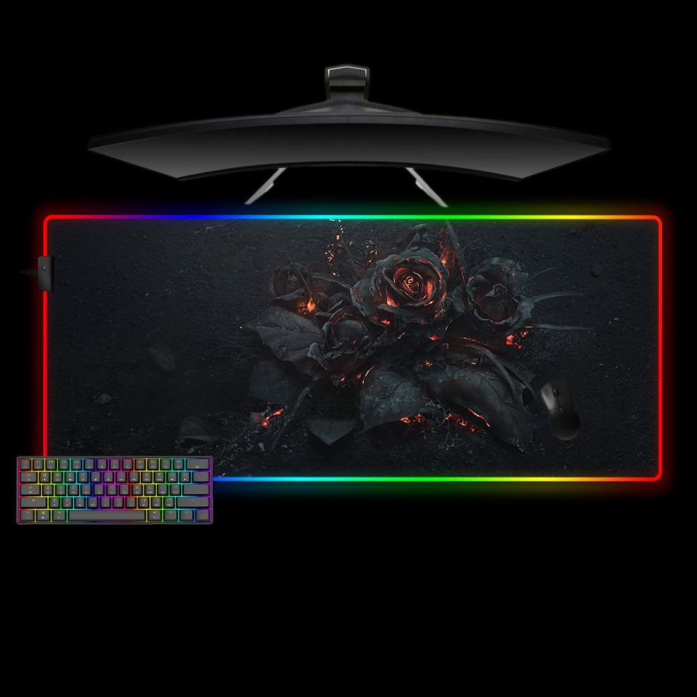 Allleftout Burning Roses Design M-Xxl Size Rgb Gaming Mouse Pad, Computer Desk Mat