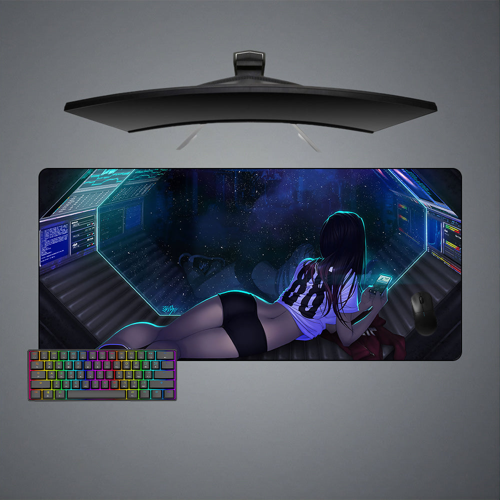 Allleftout Girl In Space Design M-Xxl Size Gaming Mouse Pad, Computer Desk Mat
