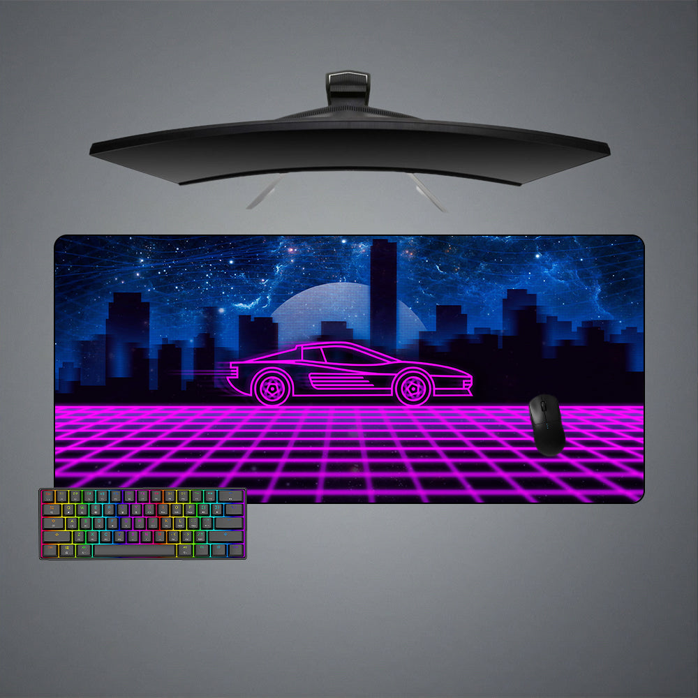 Allleftout Retrowave Sports Car Design M-Xxl Size Gaming Mouse Pad, Computer Desk Mat