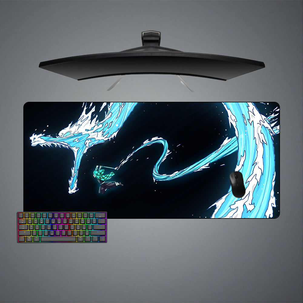 Allleftout Demon Slayer Water Dragon Design M-Xxl Size Gaming Mouse Pad, Computer Desk Mat
