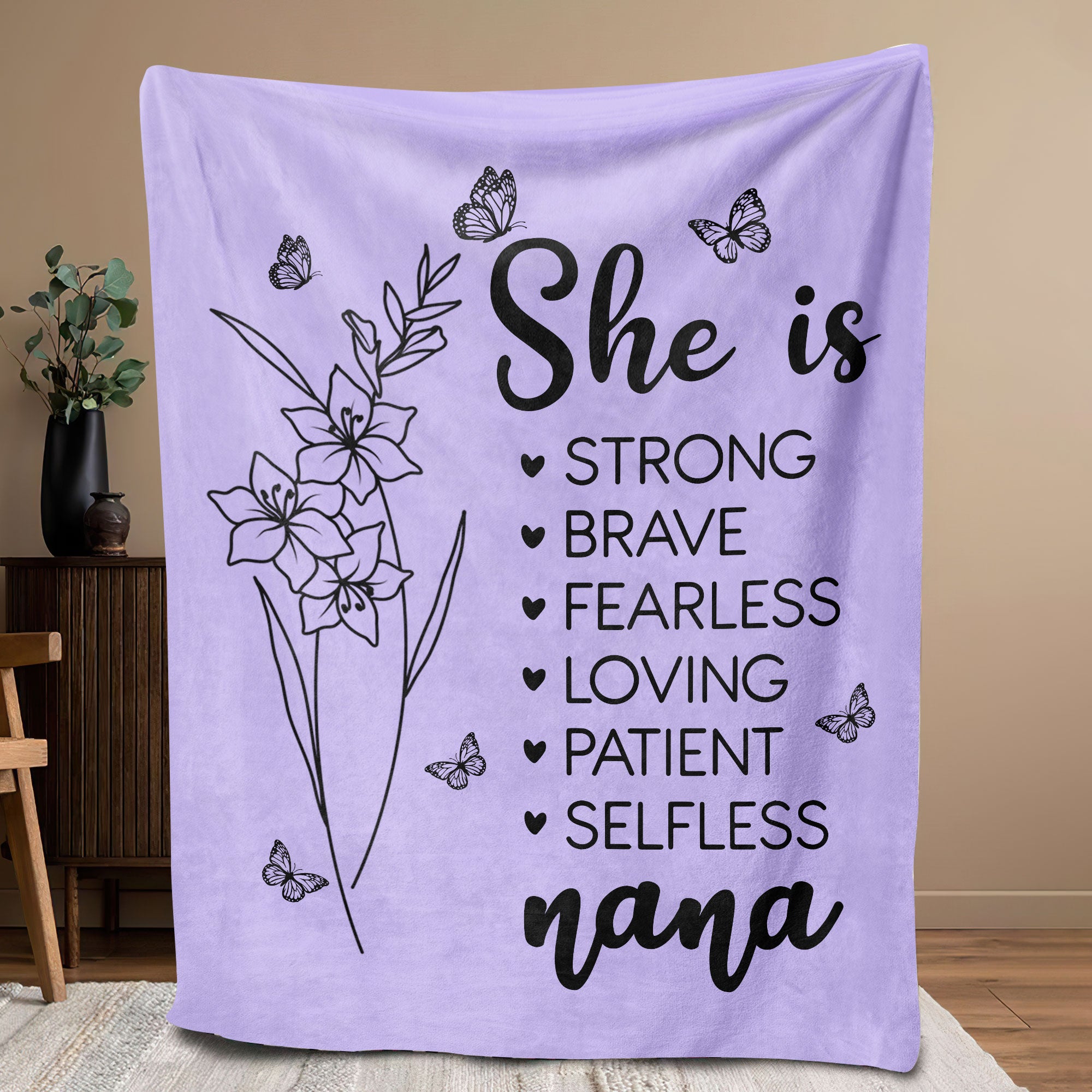Petmytshirt Grandma Flowers Blanket Custom Grandma With Kids Names Mother's Day Gift for Mom Nana
