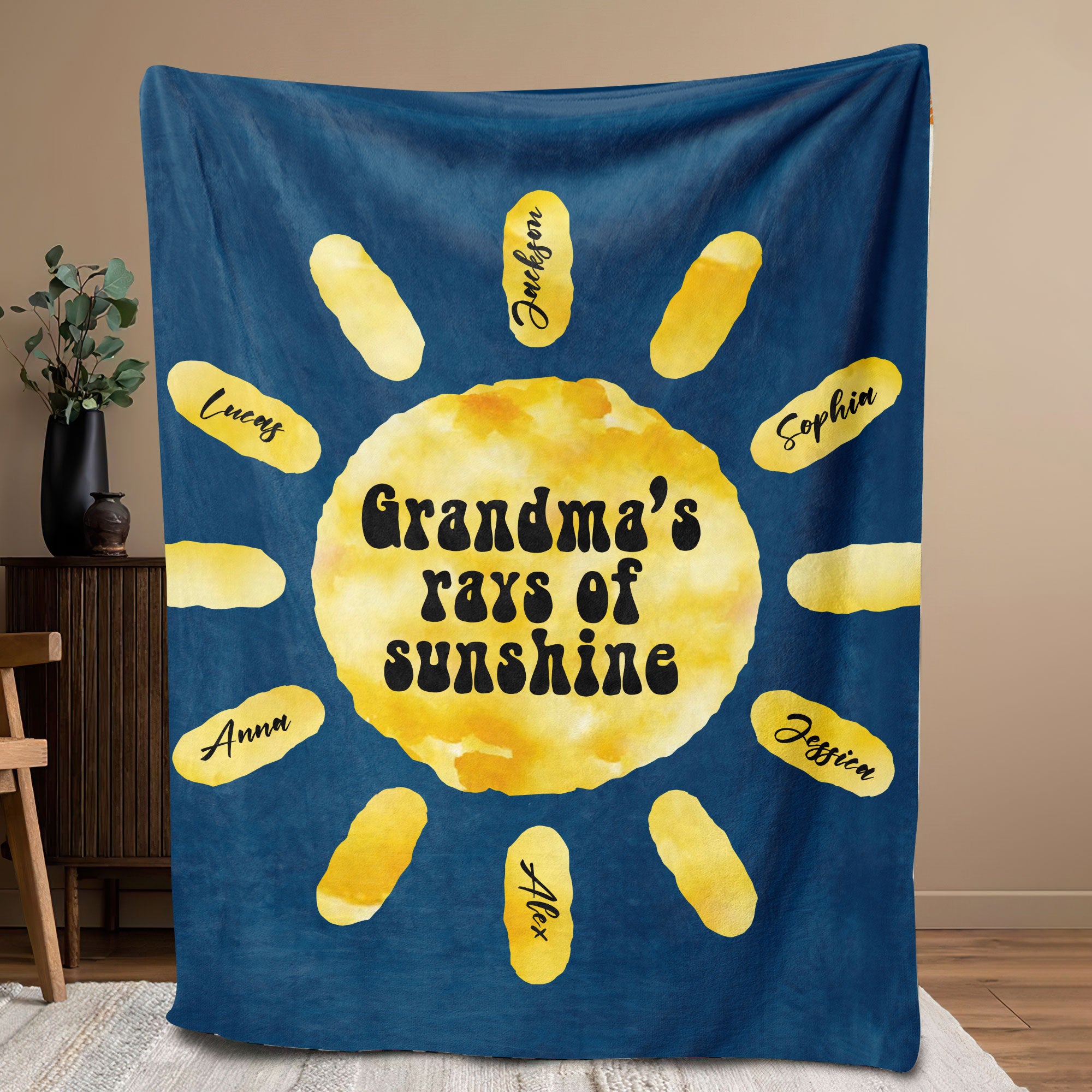 Petmytshirt Grandma Blanket Custom Grandma's Rays Of Sunshine Mother's Day Gift for Mom Grandma
