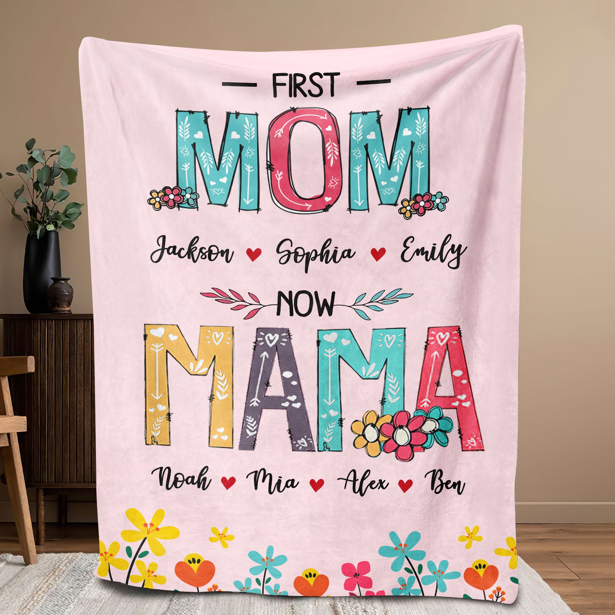 Petmytshirt Grandma Blanket Custom Names First Mom Now Grandma Mother's Day Gift for Mom Grandma
