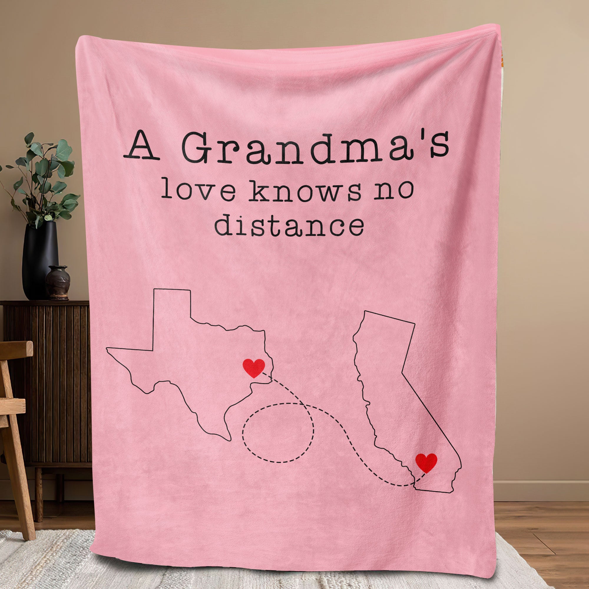 Petmytshirt Grandma Blanket A Grandma's Love Knows No Distance Mother's Day Gift for Grandma Mom