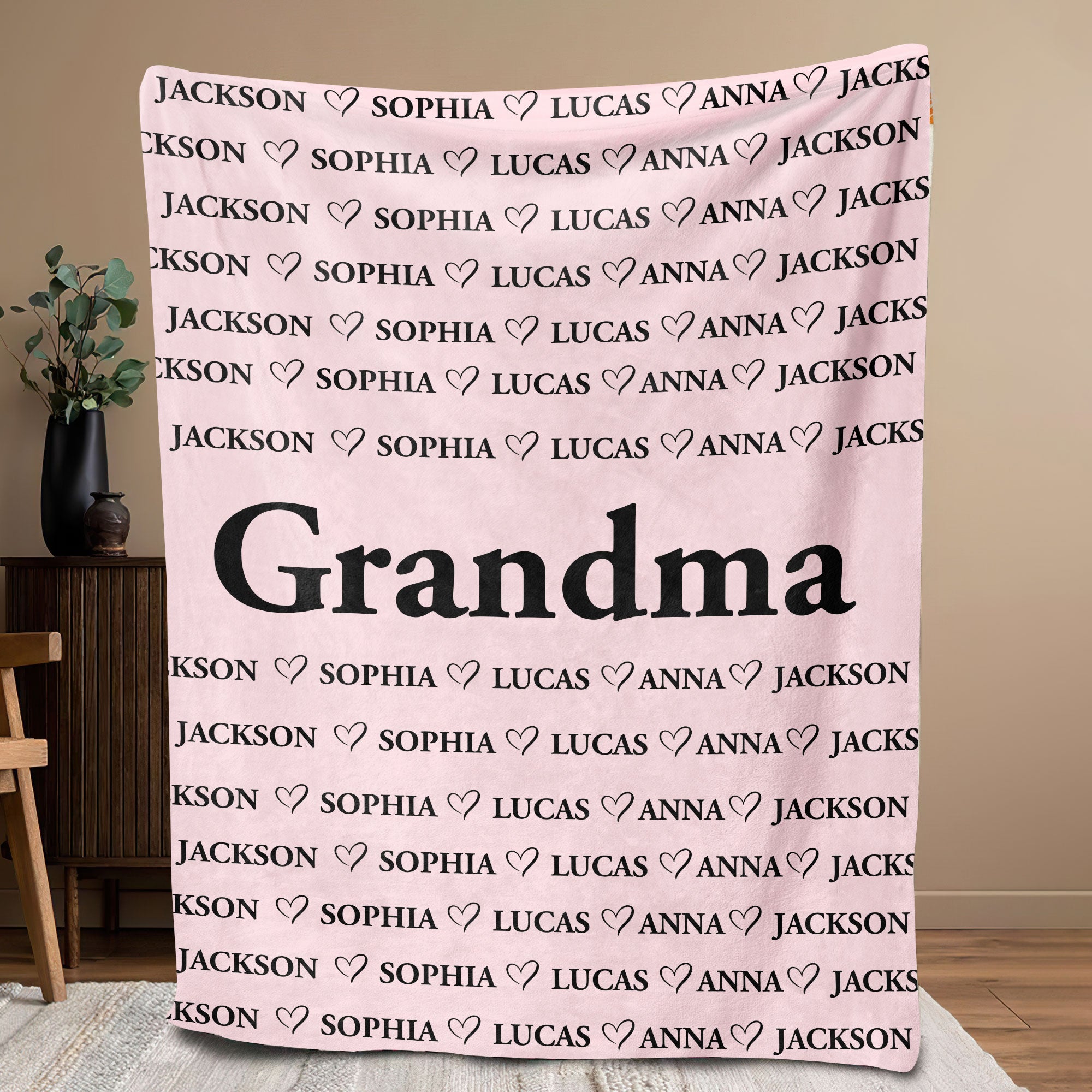 Petmytshirt Grandma Blanket Custom Kid's Name Gift for Grandma Mom Mother's Day Gift