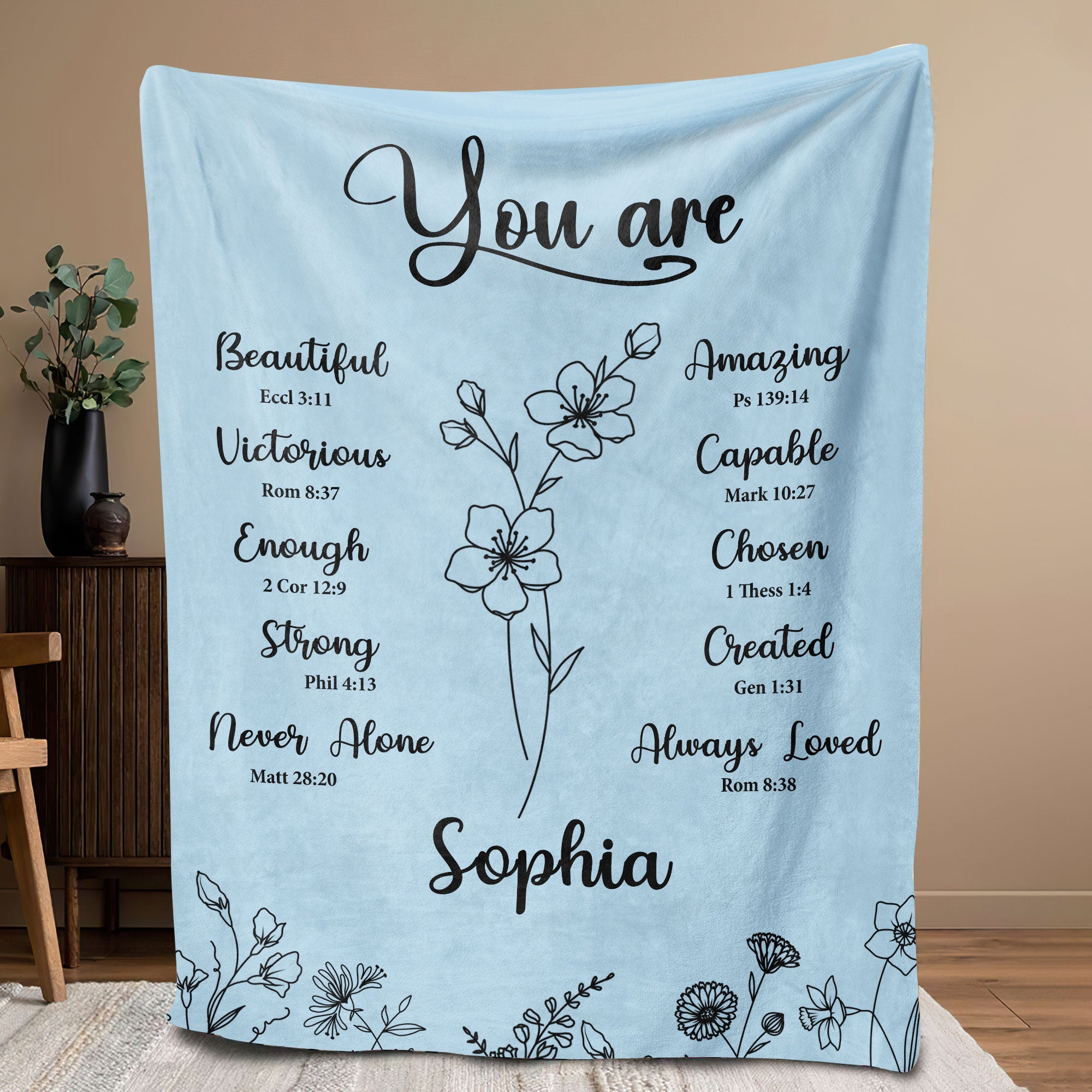 Petmytshirt Birth Month Flowers Blanket Custom Birth Month With Name Mother's Day Gift for Mom