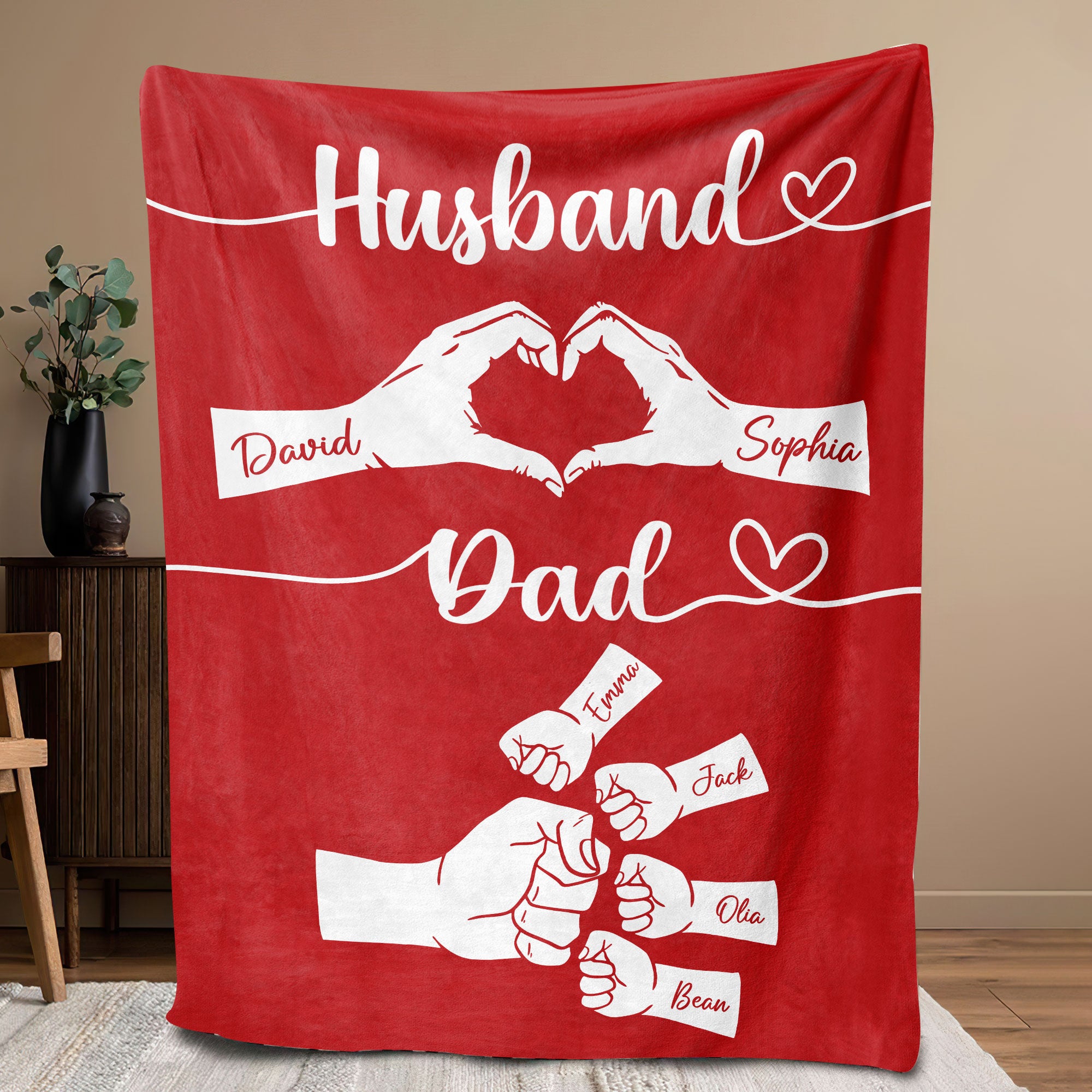 Petmytshirt Dad Blanket Fist Bump Husband Blanket  Father's Day Gift for Dad Husband