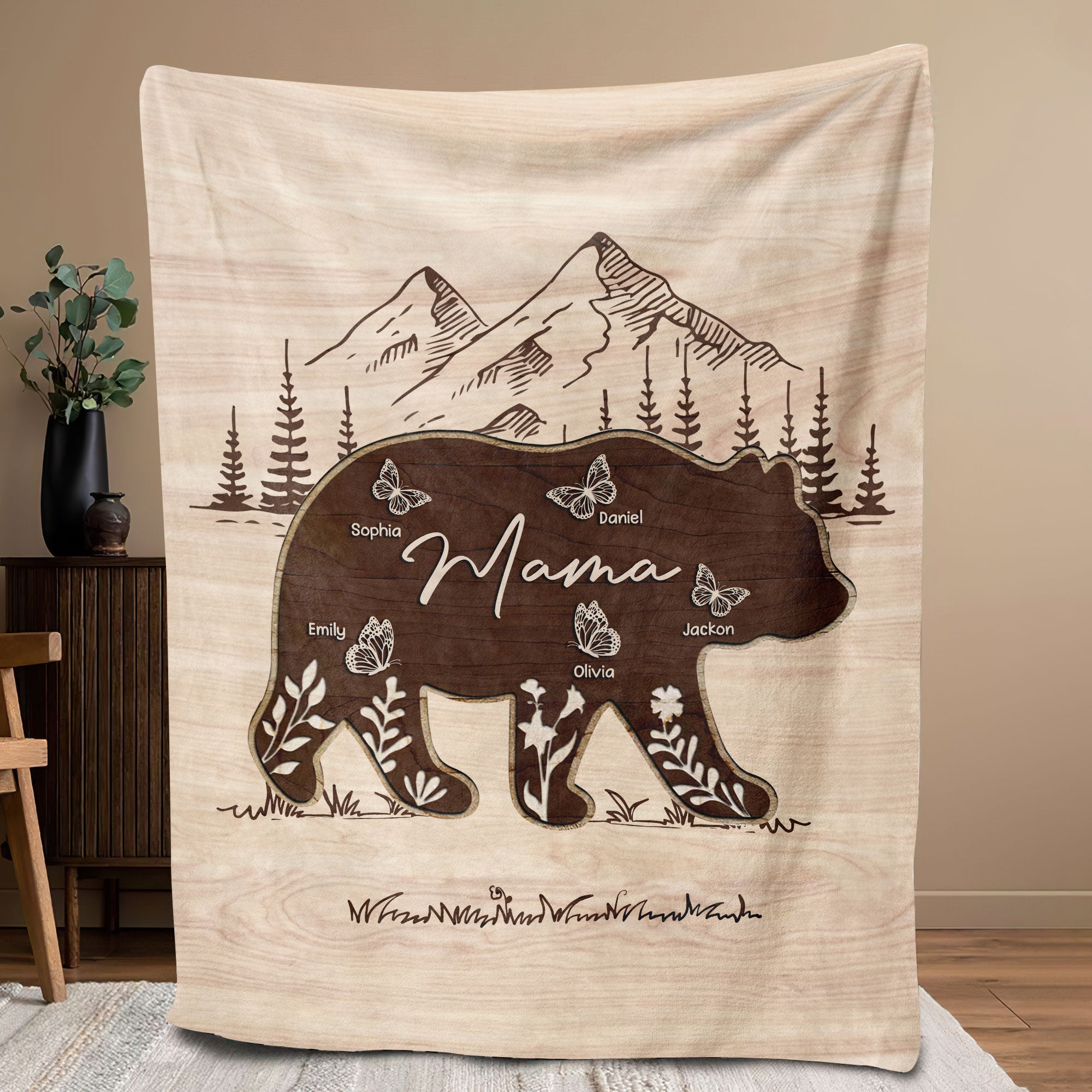 Petmytshirt Grandma Blanket Grandma Bear Mama Bear Blanket Mother's Day Gift for Mom Grandma