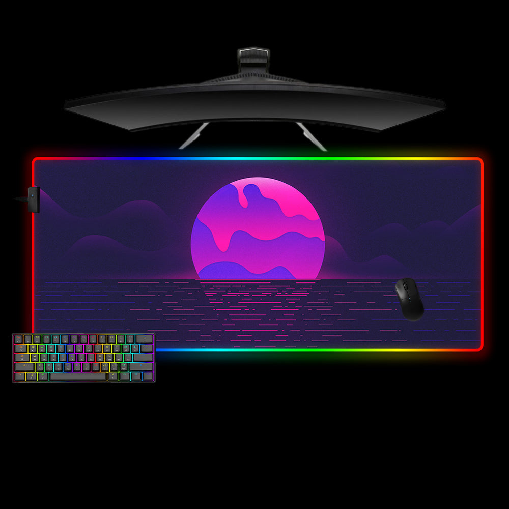 Allleftout Neon Sunset Design M-Xxl Size Rgb Gaming Mouse Pad, Computer Desk Mat