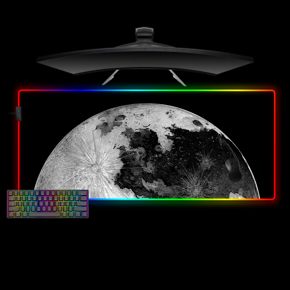 Allleftout Moon Surface Design M-Xxl Size Rgb Gaming Mouse Pad, Computer Desk Mat