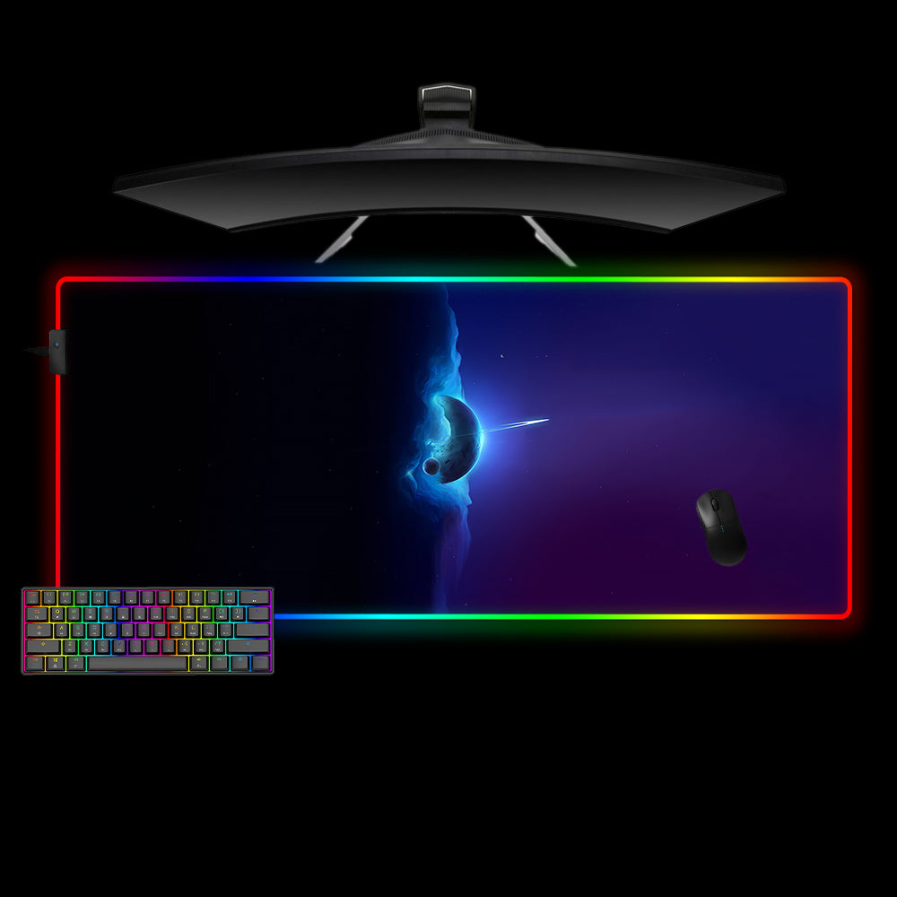 Allleftout Space Light And Dark Design M-Xxl Size Rgb Gaming Mouse Pad, Computer Desk Mat