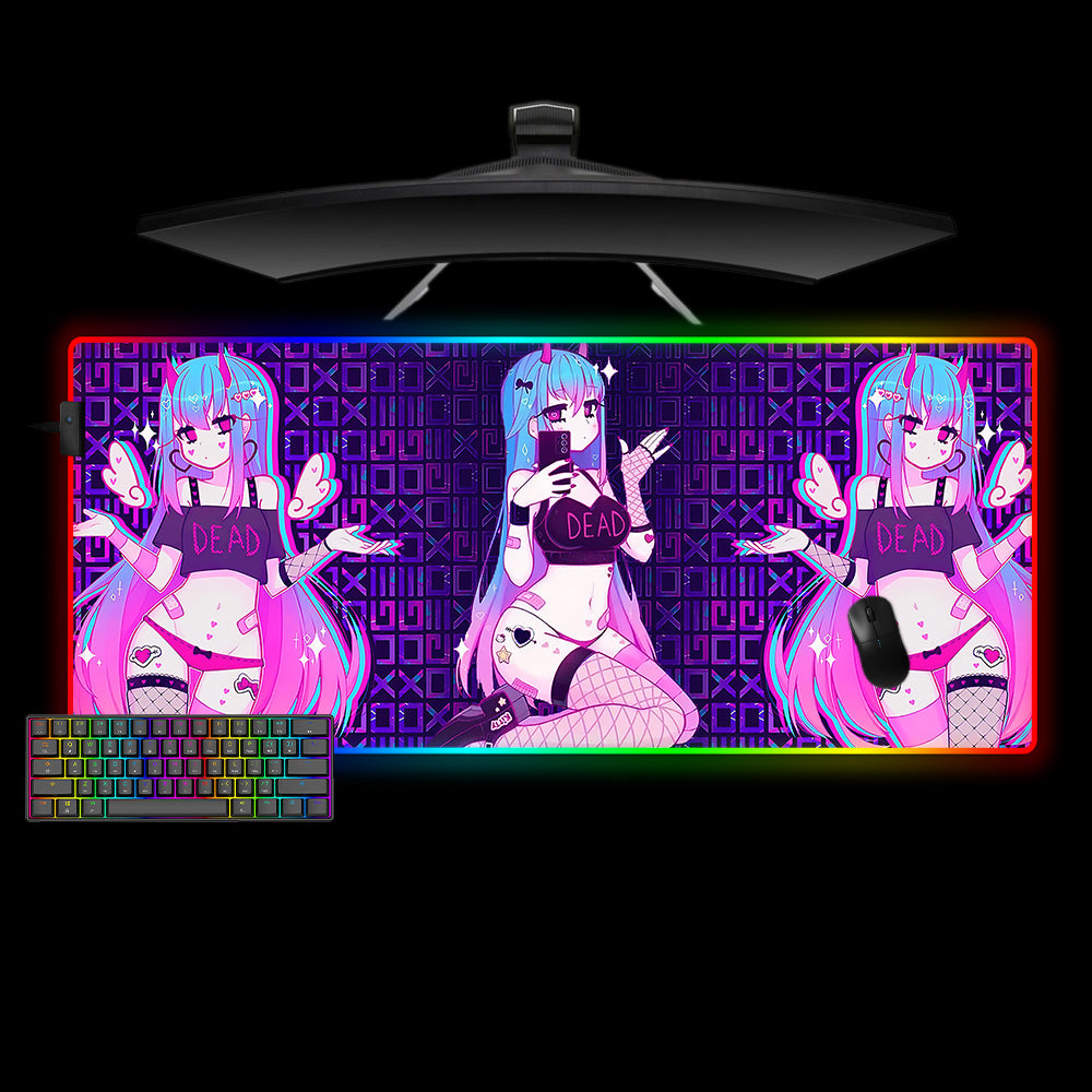 Allleftout Moneko Anime Girl Design M-Xxl Size Rgb Gaming Mouse Pad, Computer Desk Mat