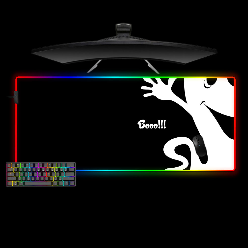 Allleftout Ghost Boo Design M-Xxl Size Rgb Gaming Mouse Pad, Computer Desk Mat