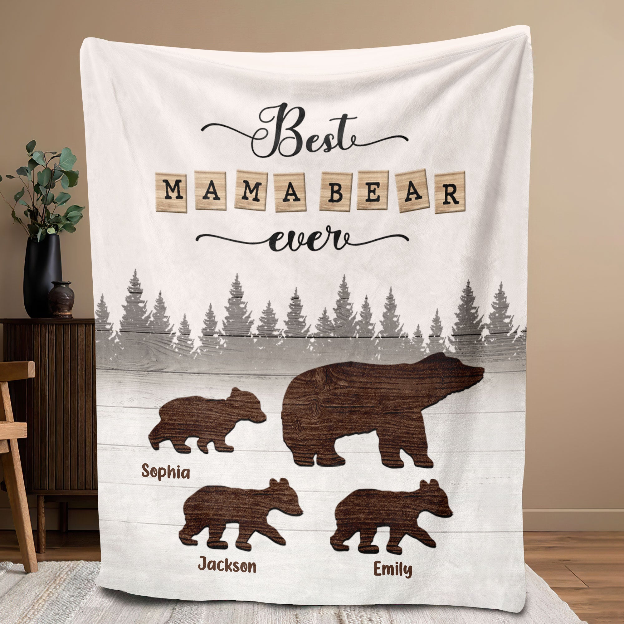 Petmytshirt Mama Bear Blanket Custom Best Mama Bear Ever Mother's Day Gift for Mom Grandma Nana