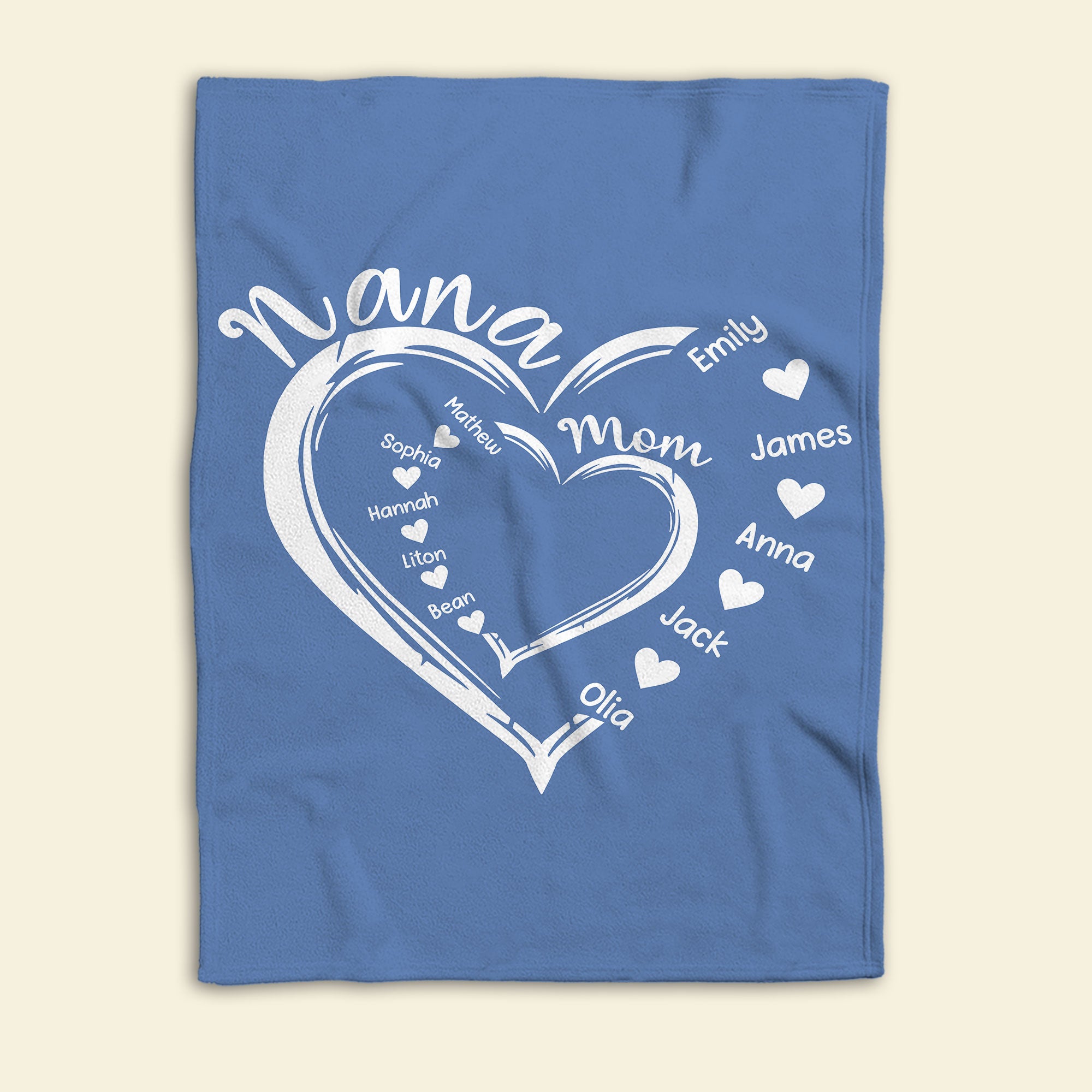 Petmytshirt Nana BlanketGrandma Heart Blanket Custom Kids Name Floral Soft Cozy Sherpa Fleece Throw Blankets