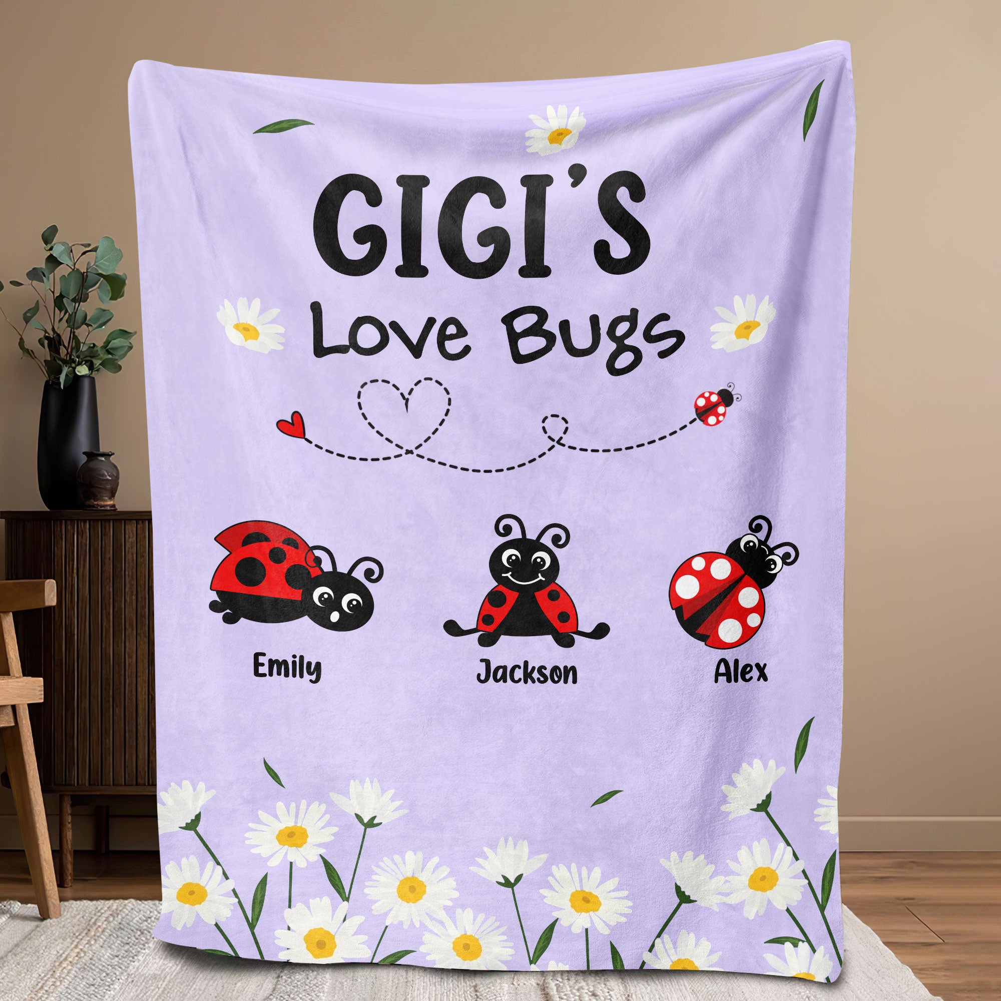 Petmytshirt Grandma Blanket Custom Grandma's Love Bugs Mother's Day Gift for Grandma Mom Nana