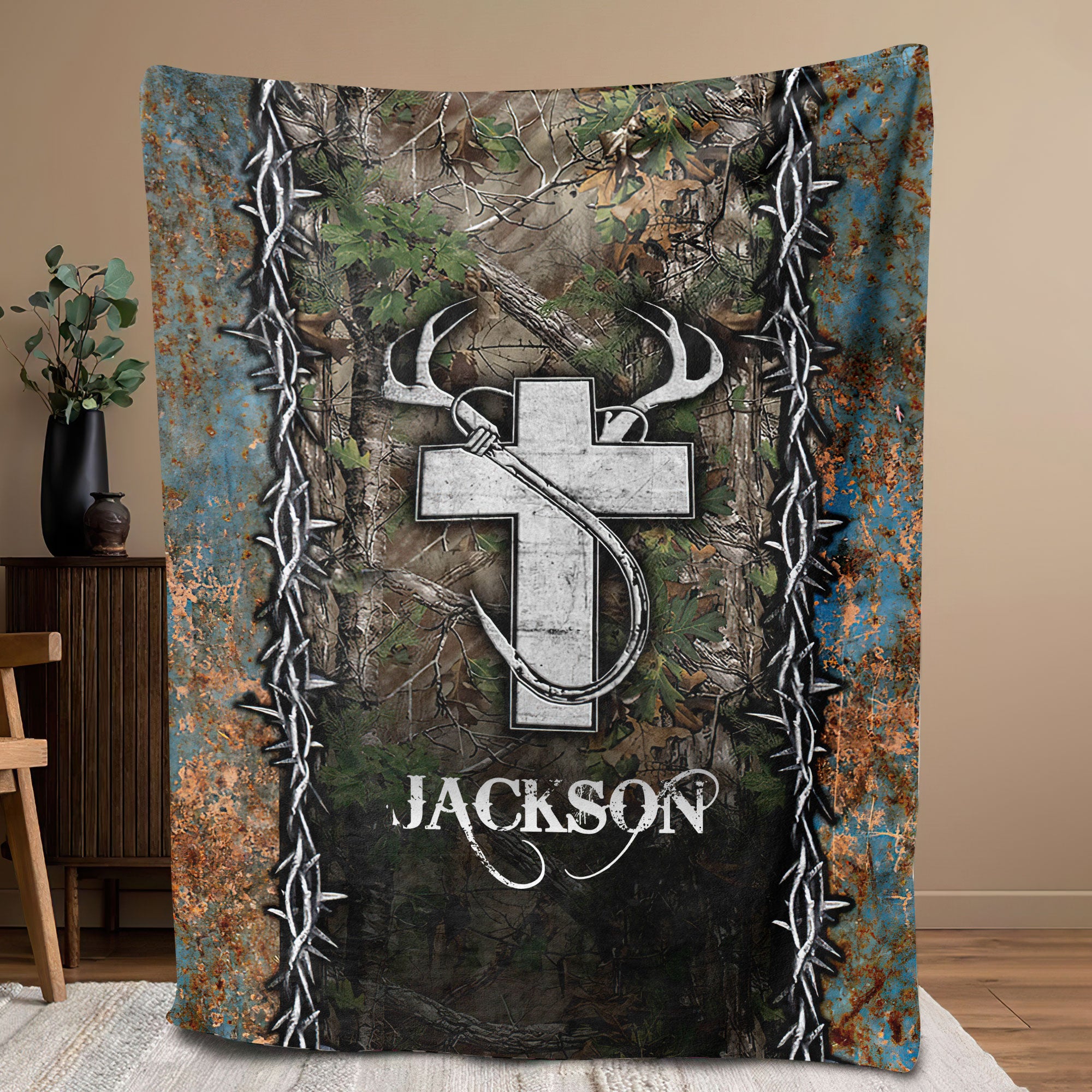Petmytshirt Fishing Blanket Hunting Blanket Custom Name Gift For Grandpa Dad Husband Fisherman