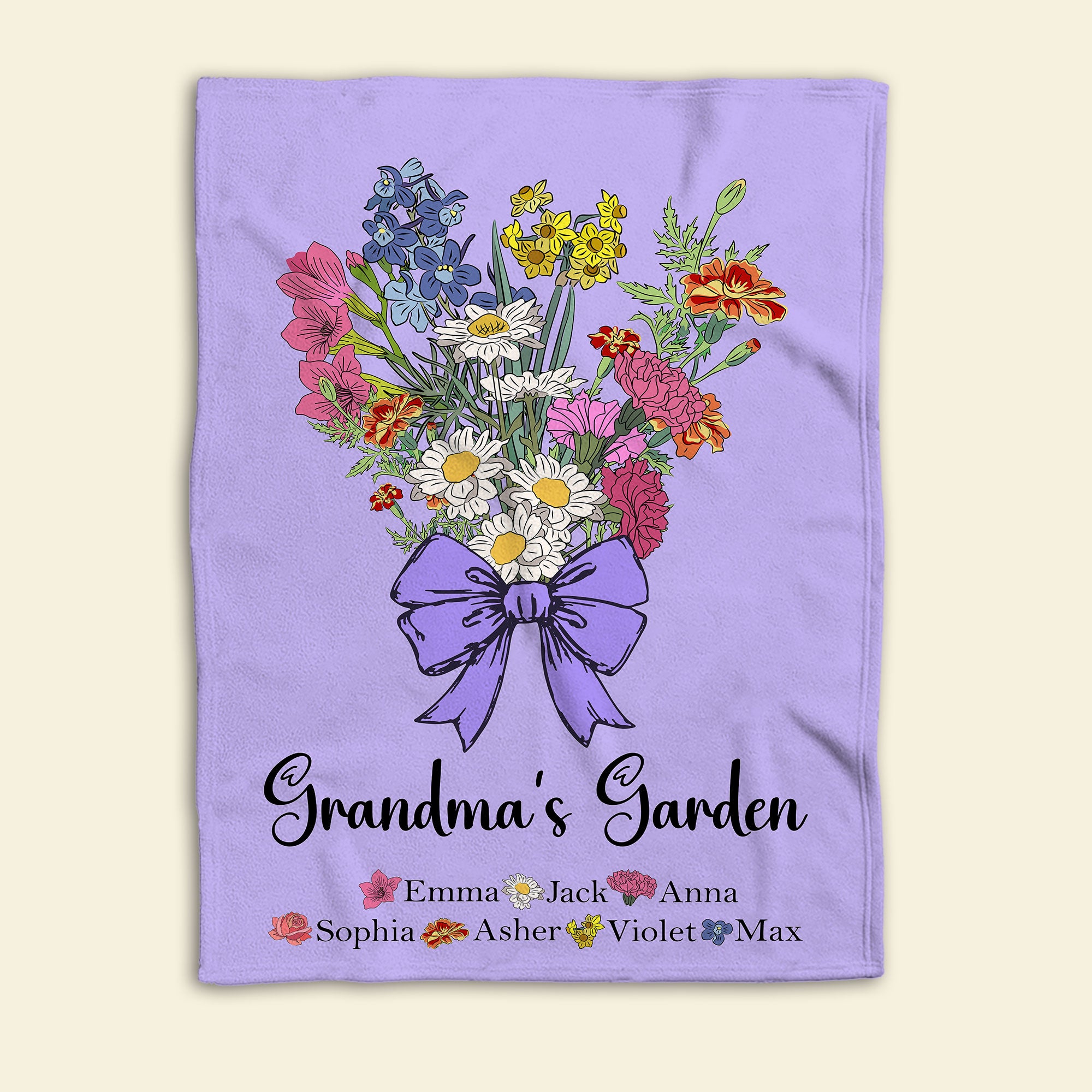 Petmytshirt Grandma's Garden Blanket Custom Birth Flower Mother's Day Gift