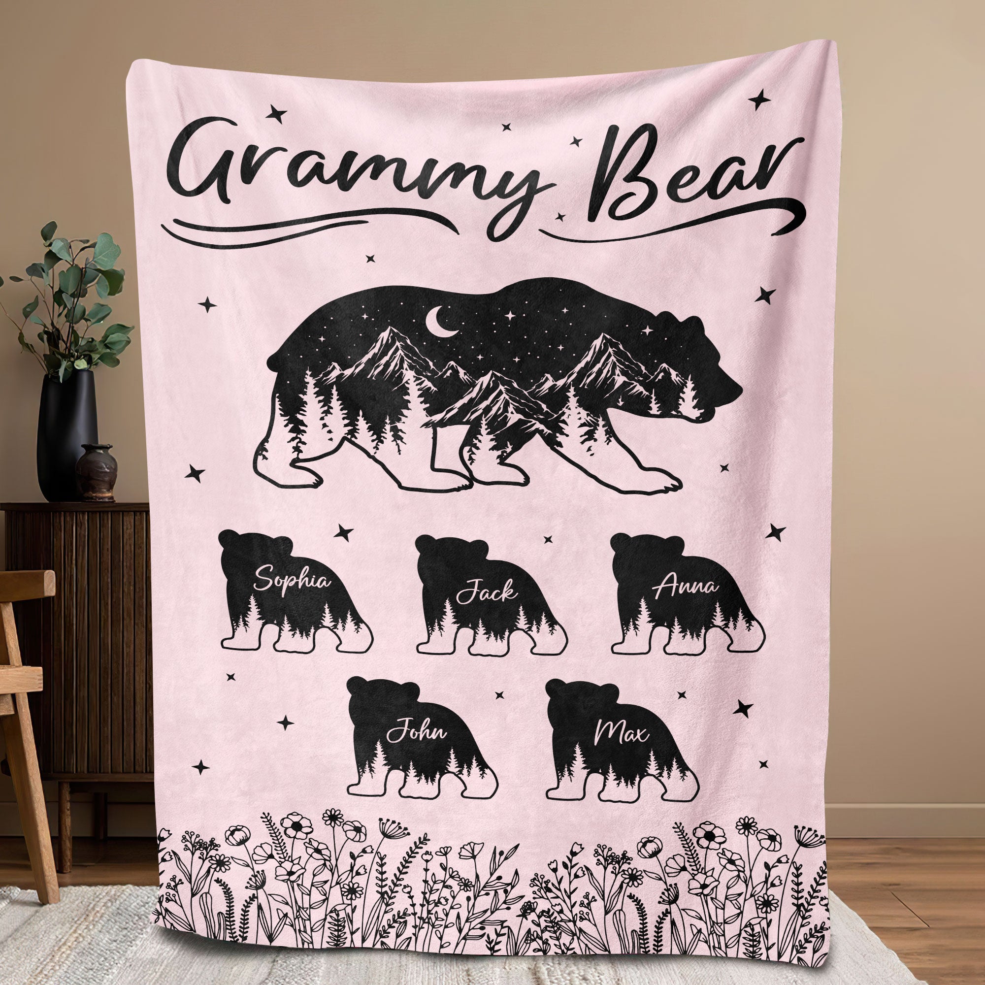 Petmytshirt Grandma Bear Blanket Custom Mama Bear Nana Blanket Mother's Day Gift for Mom Grandma