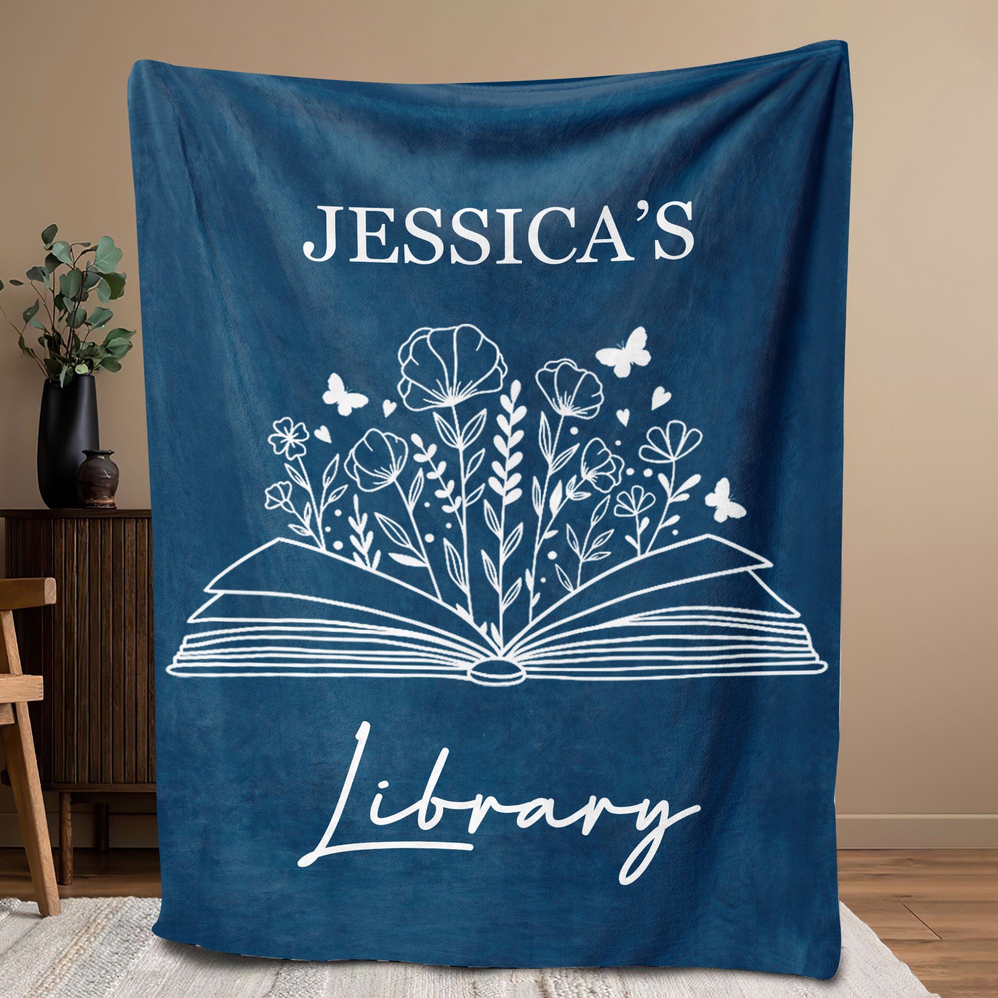 Petmytshirt Book Blanket Custom Name Library Bookish Blanket Gift for Book Lover Librarian Her
